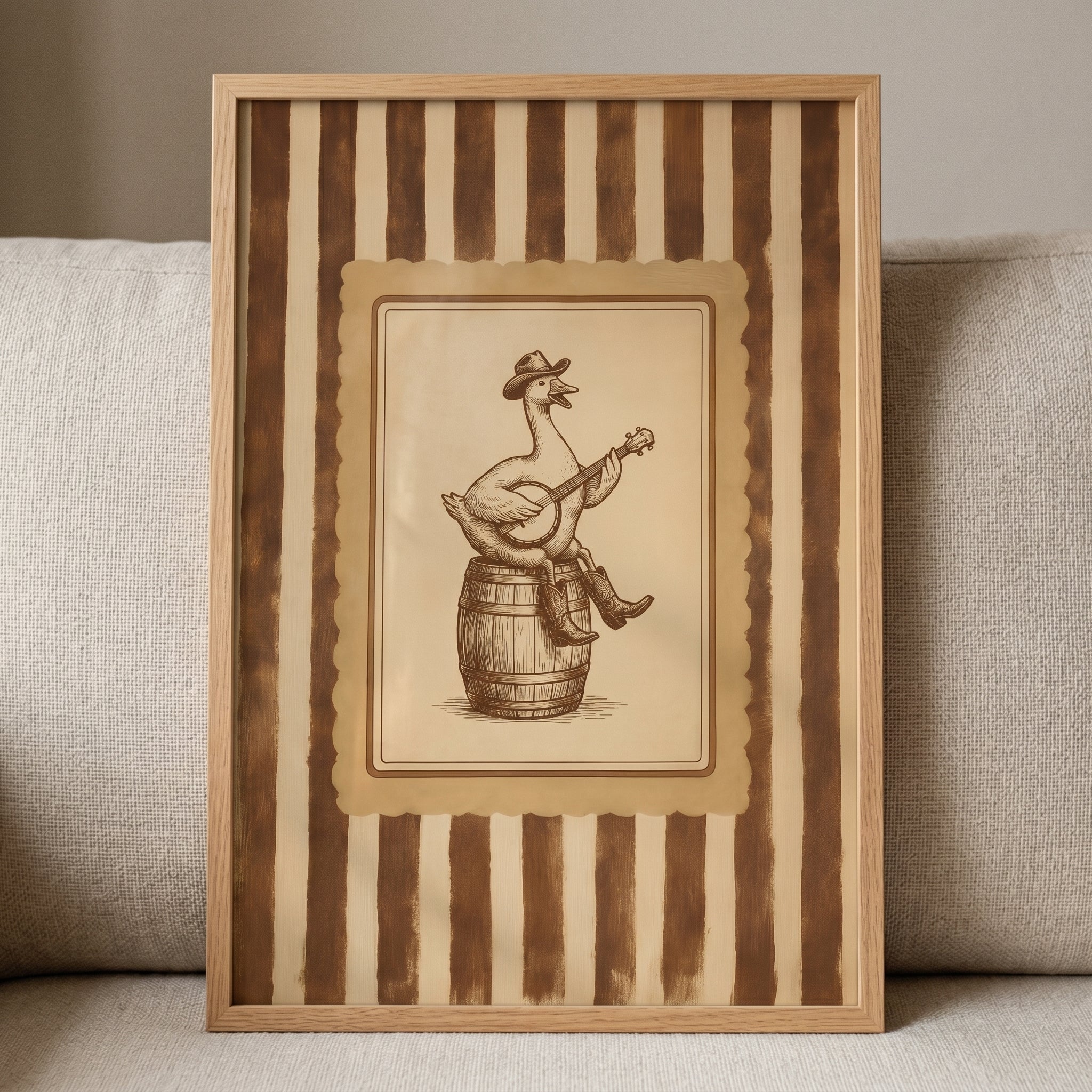 Banjo Playing Cowboy Goose Wall Art - Banjo Picking Goose