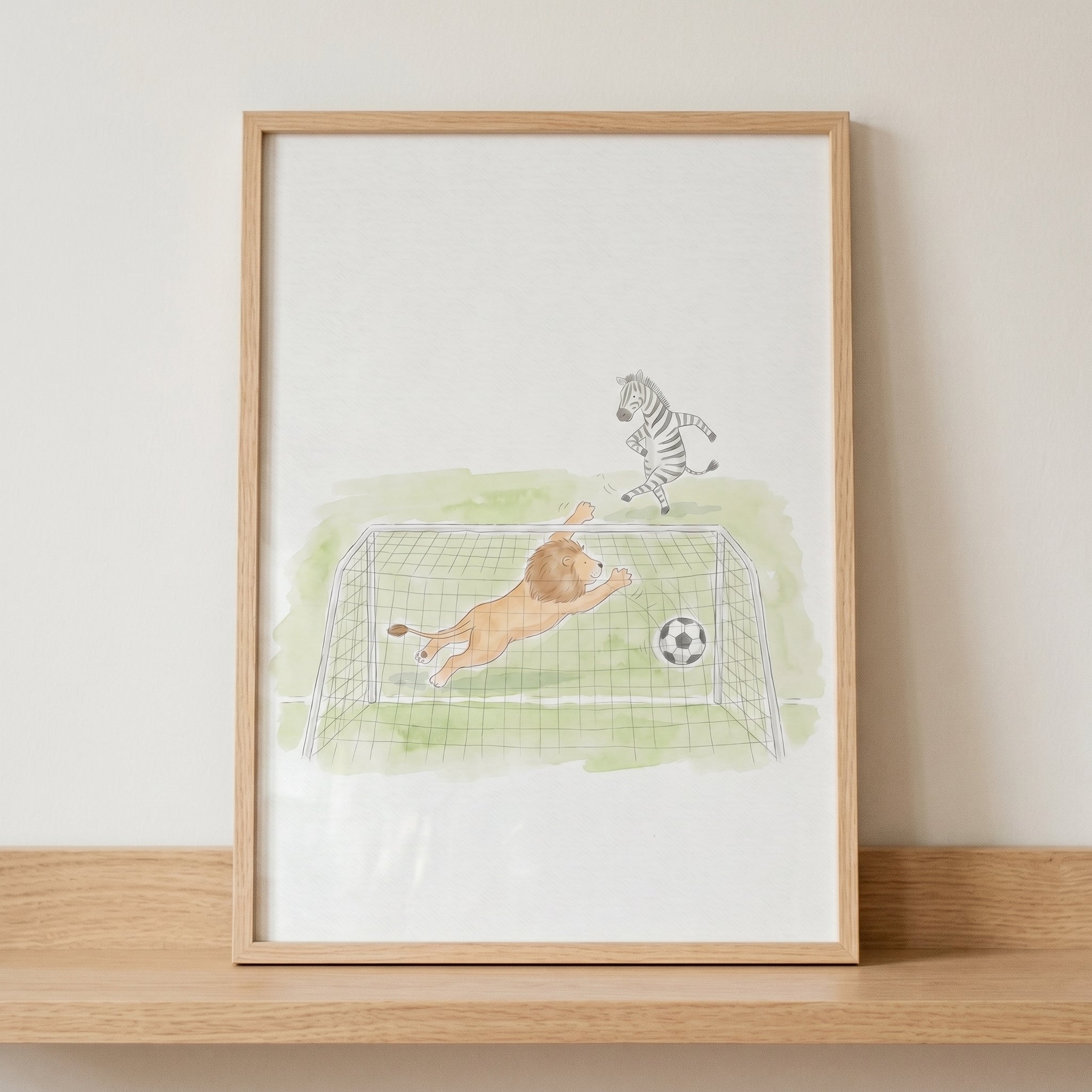 Basbeball Goalie Animals Wall Art - Safari Soccer Match
