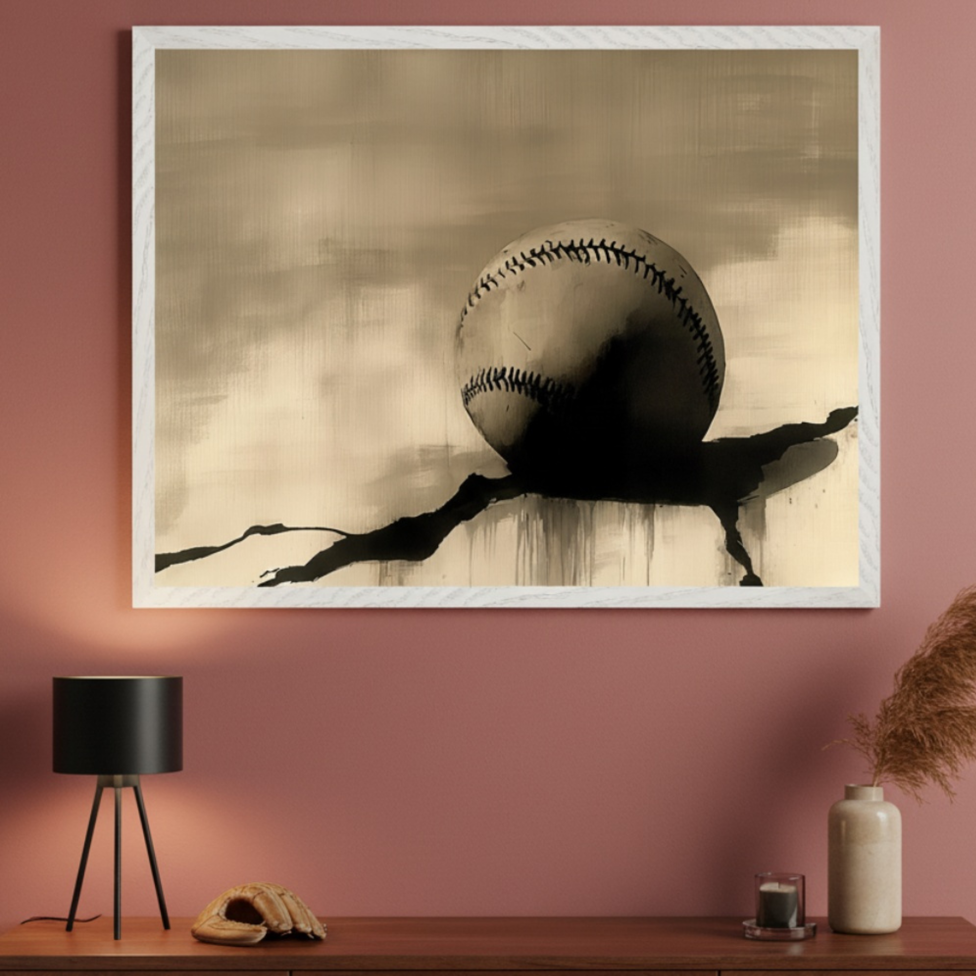 Quiet Victory - Baseball Framed Wall Art for Living Room, Bedroom or Office