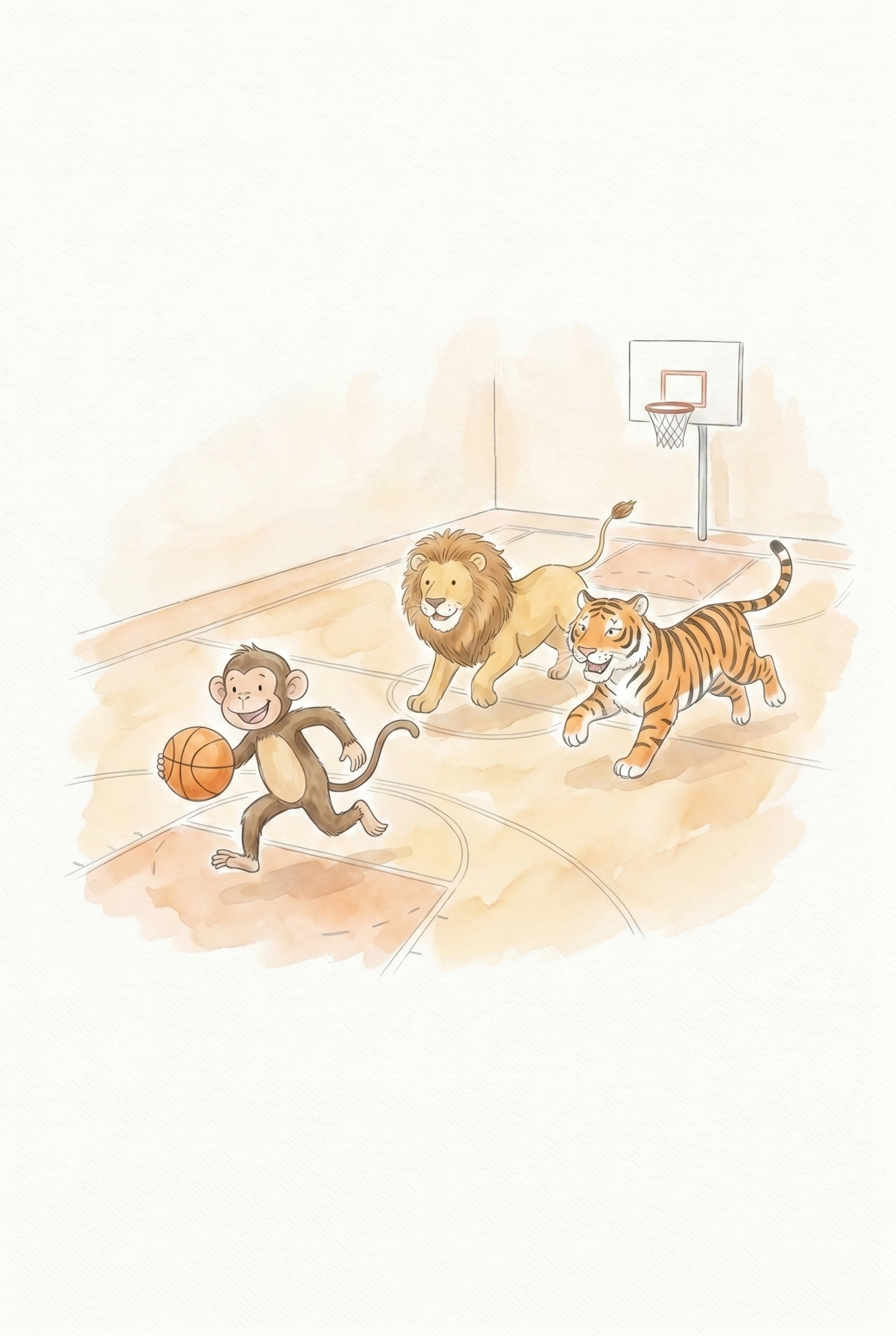 Basketball Court Sports Animals Wall Art - Jungle Hoop Stars