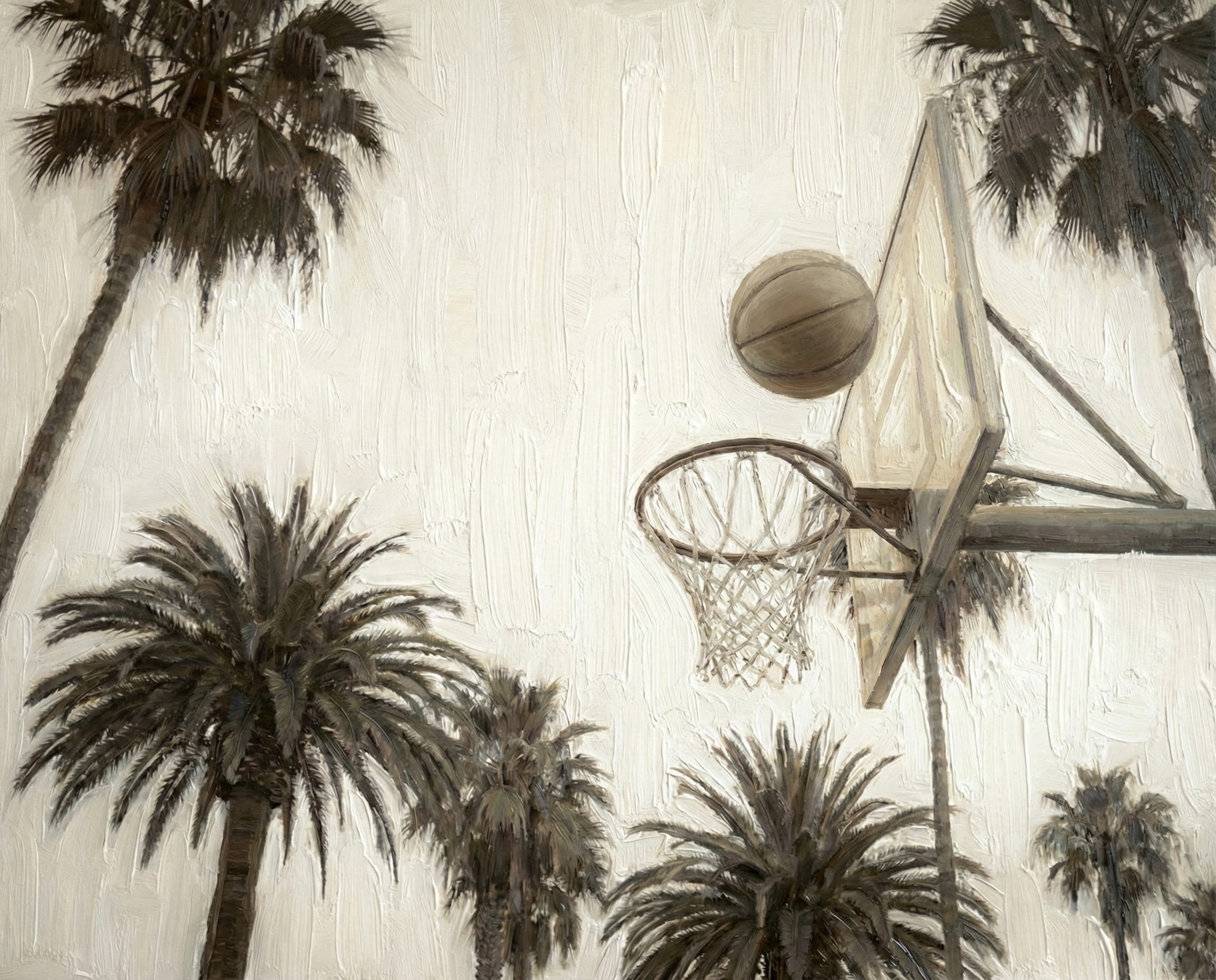 Palm Court Serene - Basketball Framed Wall Art for Living Room, Bedroom or Office