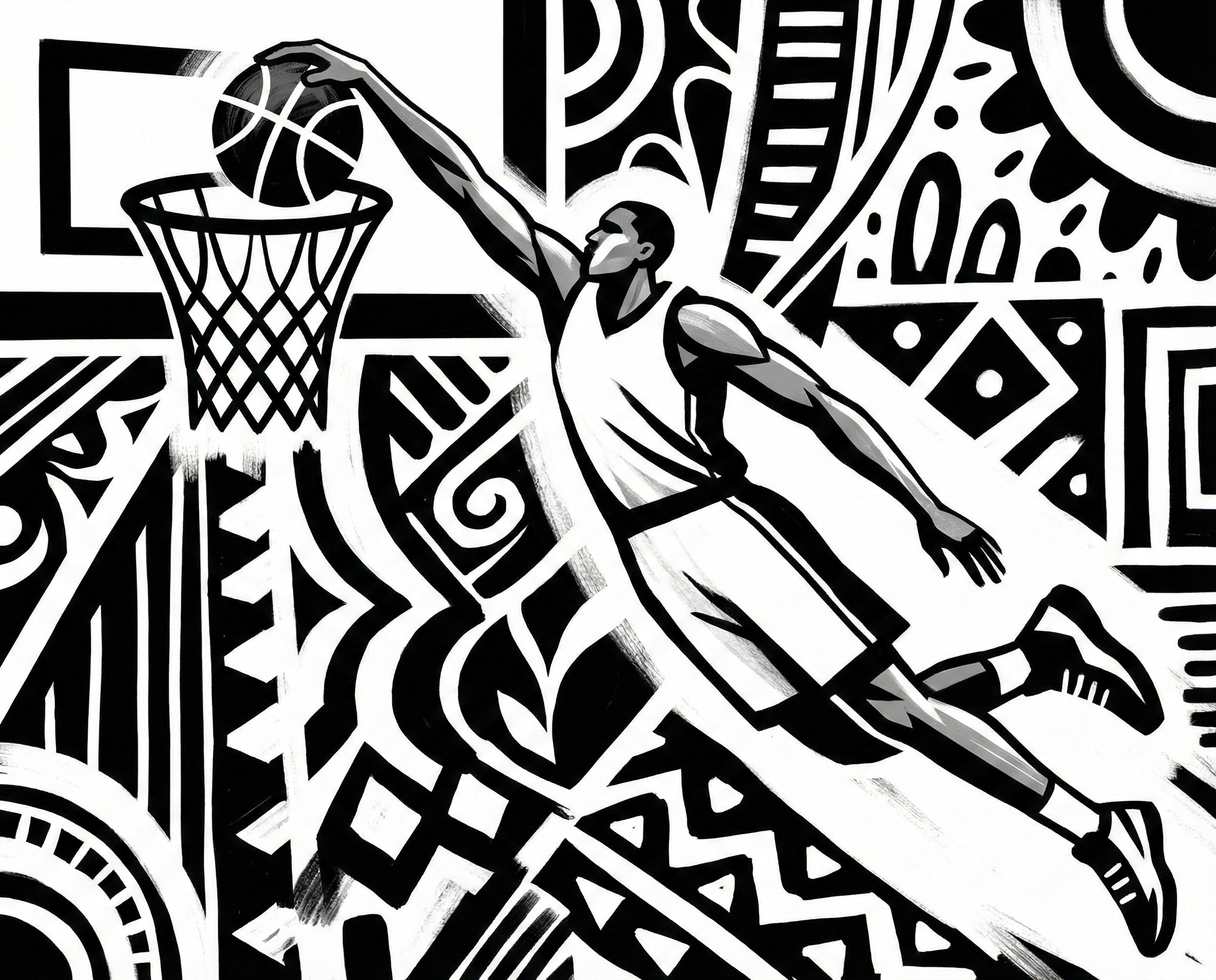 Abstract Flight - Basketball Framed Wall Art for Living Room, Bedroom or Office