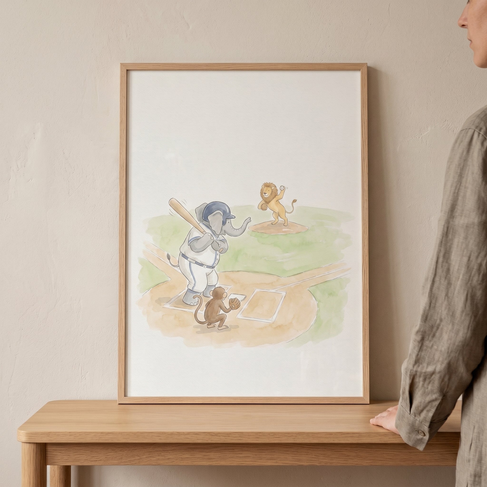Batting Animals Wall Art - Wild Savanna Baseball