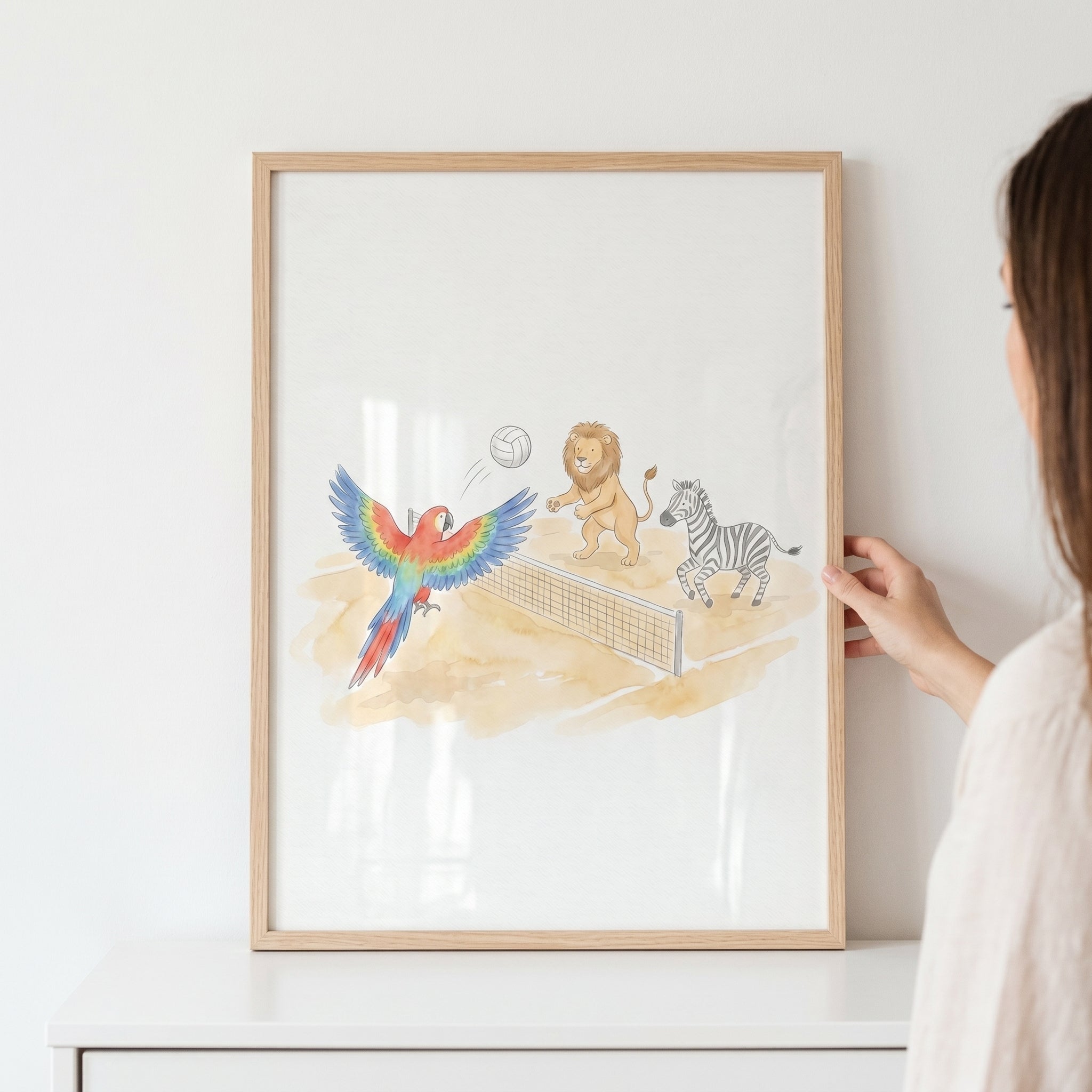Beach Volleyball Flying Baseball Wall Art - Safari Sports Match