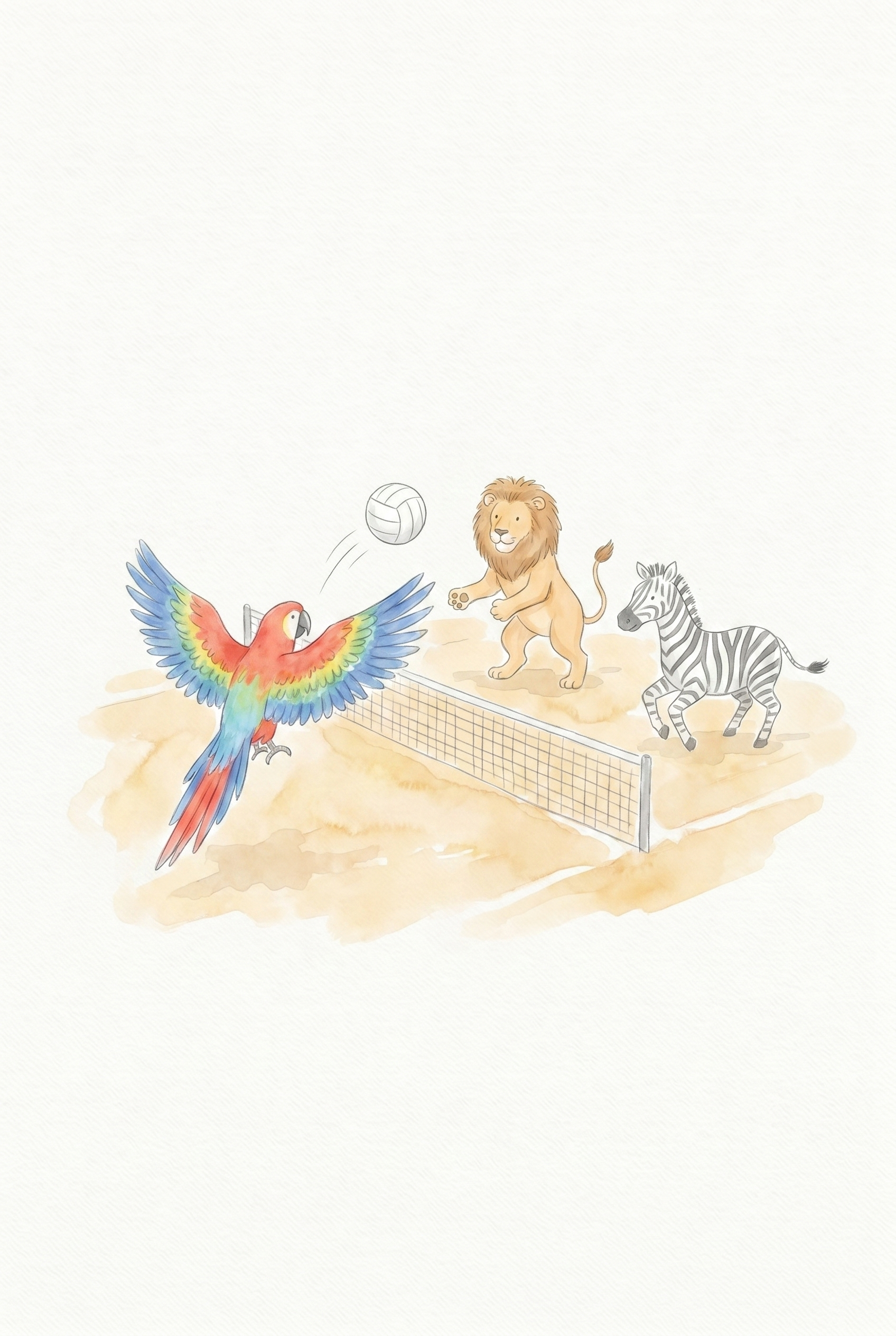 Beach Volleyball Flying Baseball Wall Art - Safari Sports Match