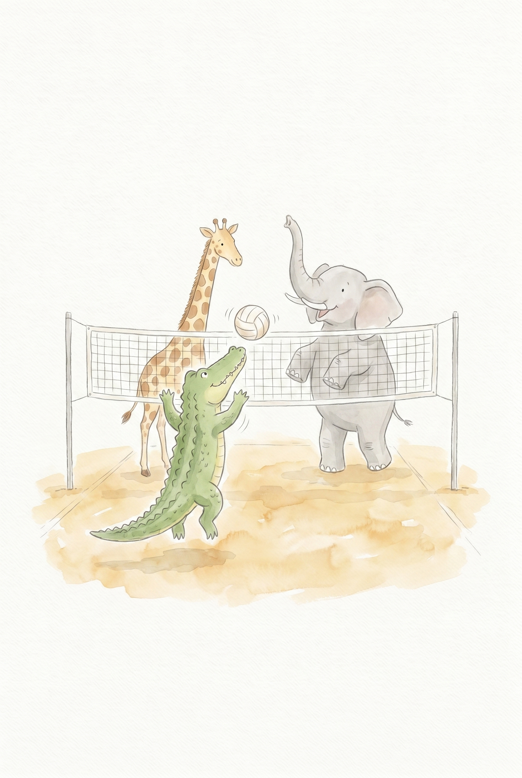 Beach Volleyball Safari Animals Wall Art - Safari Beach Match
