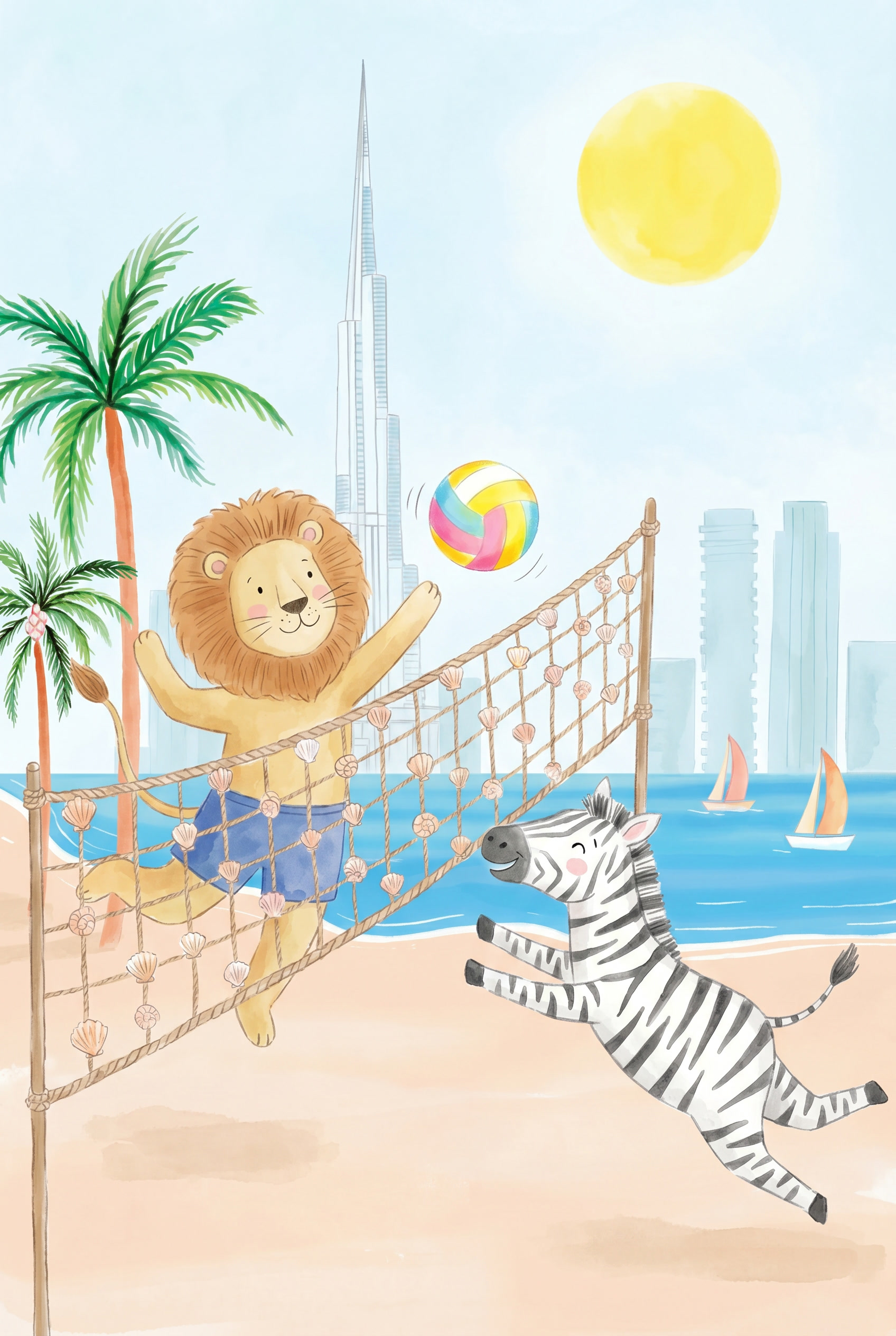 Beach Volleyball Safari Zebra Wall Art - Tropical Beach Match
