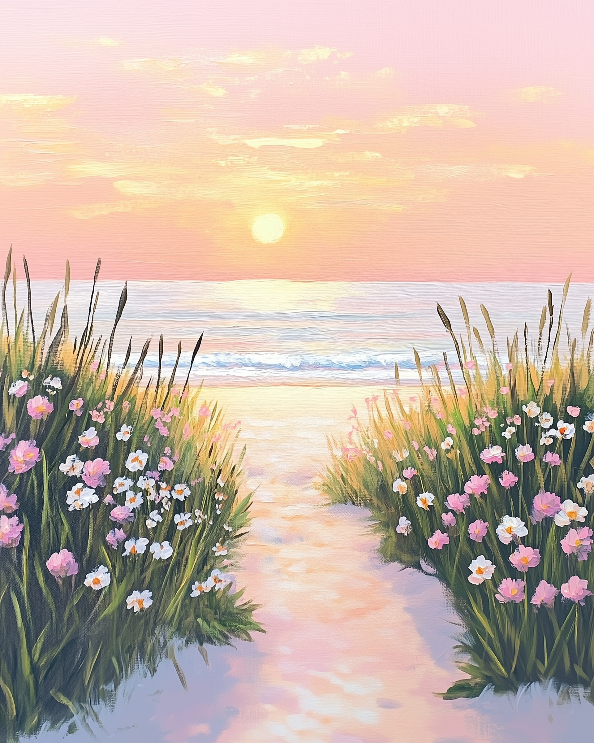 Pink Sky Reverie - Beach Wall Art for Living Room, Bedroom or Office