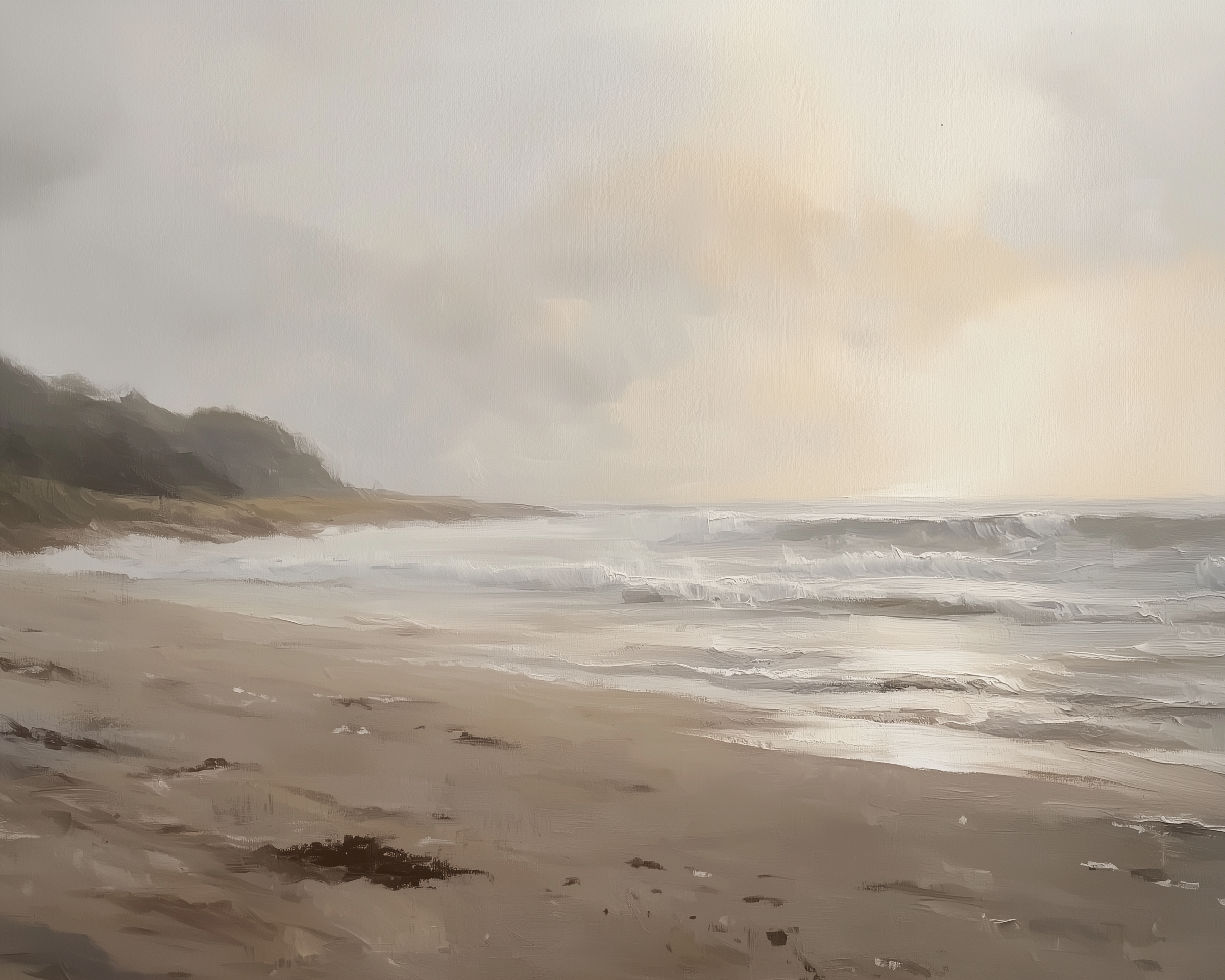 Misty Shoreline - Beach Framed Wall Art for Living Room, Bedroom or Office