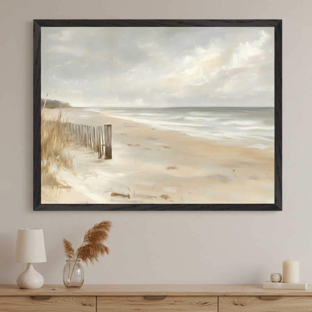 Misty Tide - Beach Framed Wall Art for Living Room, Bedroom or Office