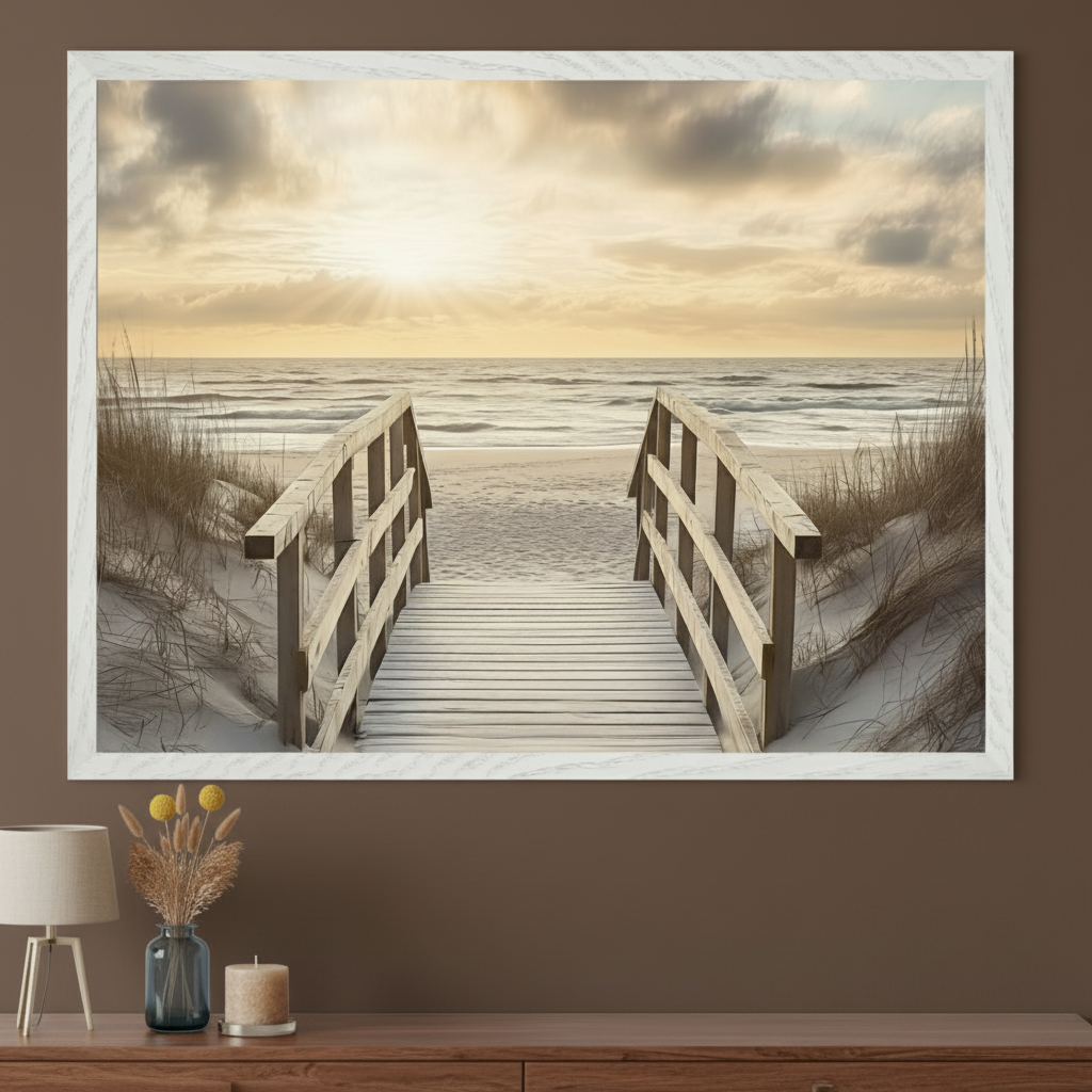 Serene Shoreline - Beach Framed Wall Art for Living Room, Bedroom or Office