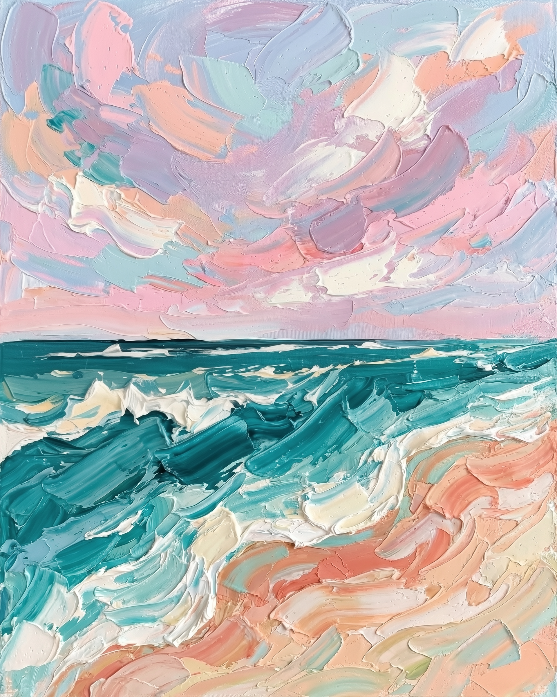 Tidal Pastel Blush - Beach Framed Wall Art for Living Room, Bedroom or Office