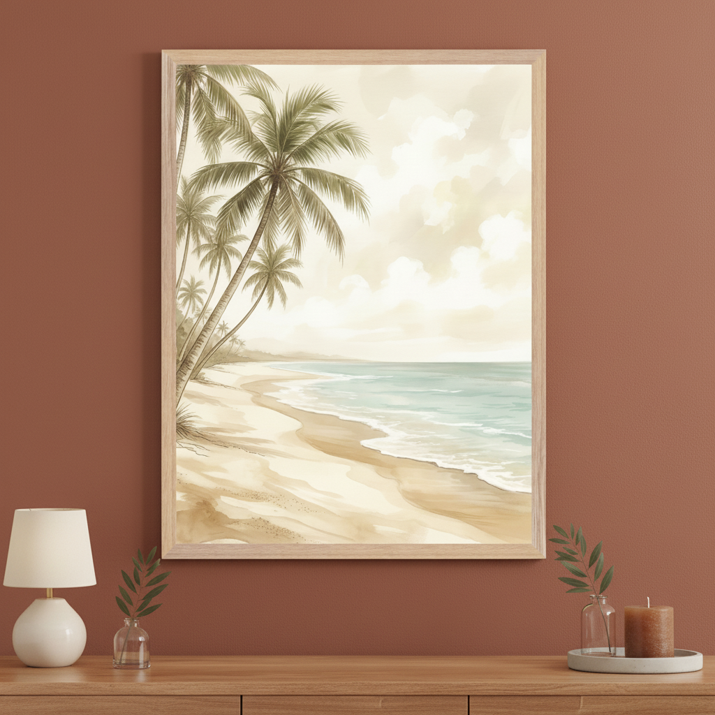 Island Serenity - Beach Framed Wall Art for Living Room, Bedroom or Office