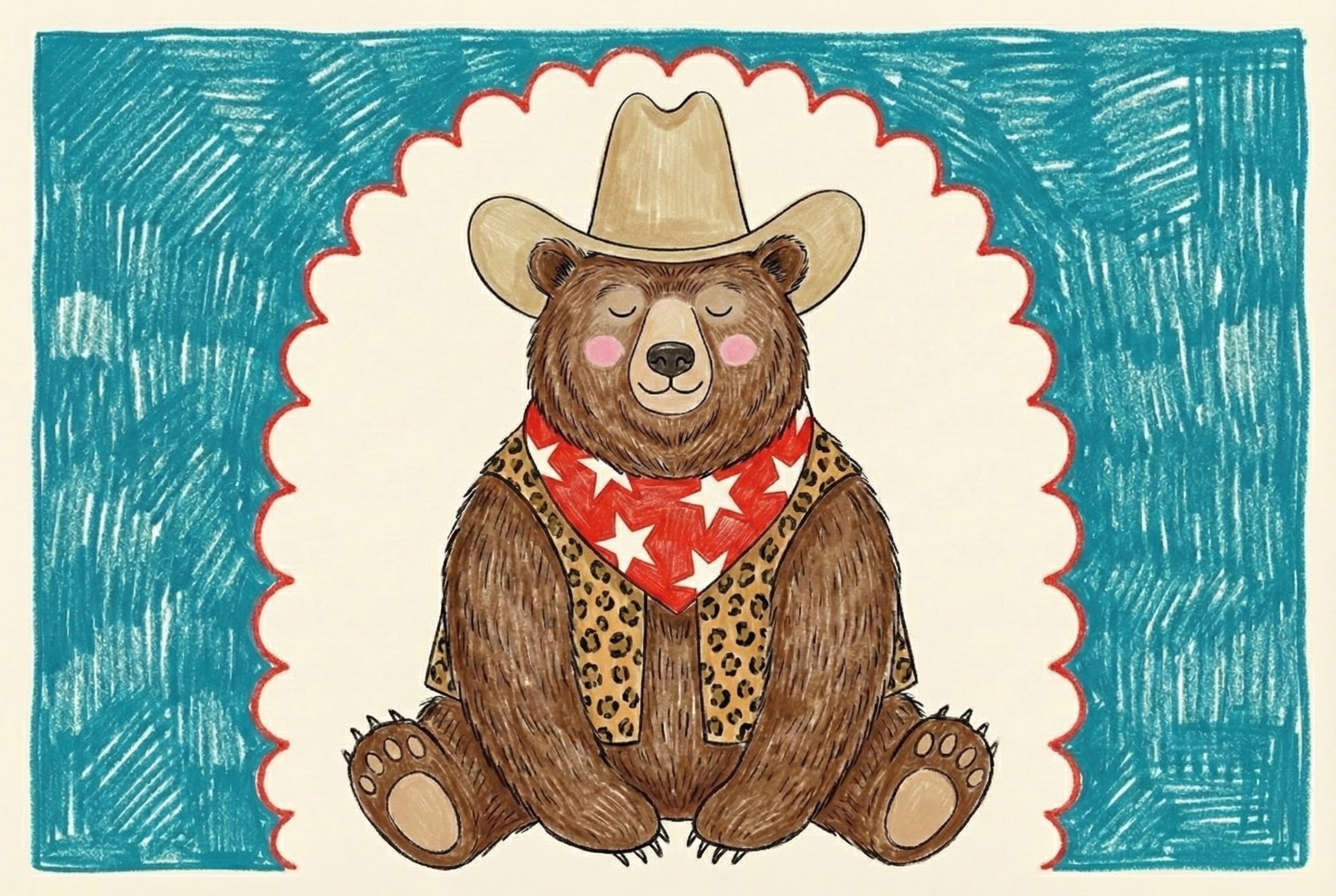 Rodeo Naptime - Bear Framed Wall Art for Nursery, Playroom or Kids Bedrooms
