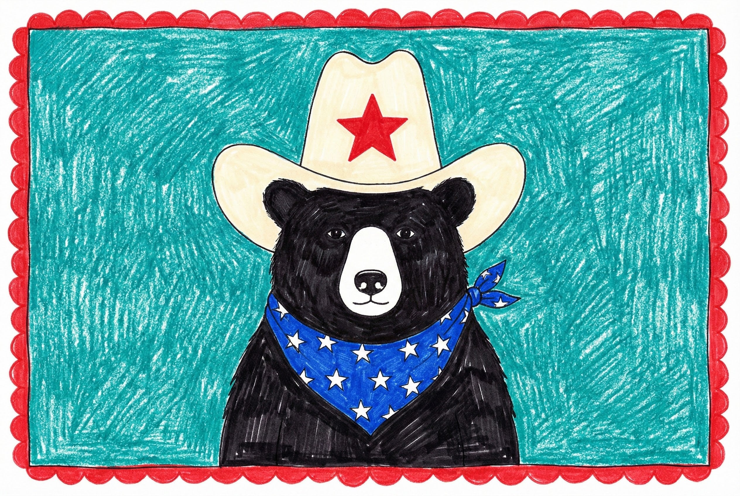 Yeehaw Bear - Bear Framed Wall Art for Nursery, Playroom or Kids Bedrooms