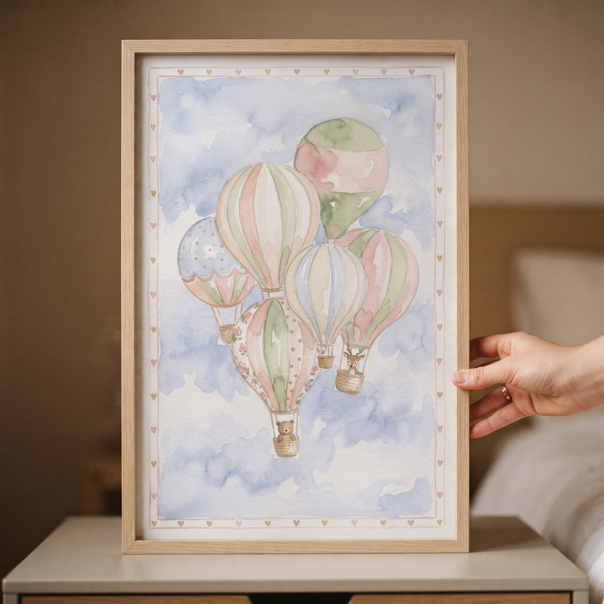 Bear Hot Air Balloon Wall Art - Whimsical Balloon Friends