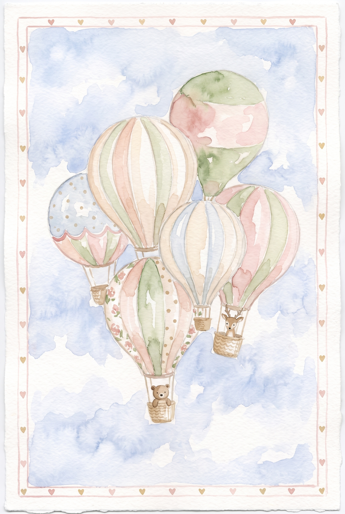 Bear Hot Air Balloon Wall Art - Whimsical Balloon Friends