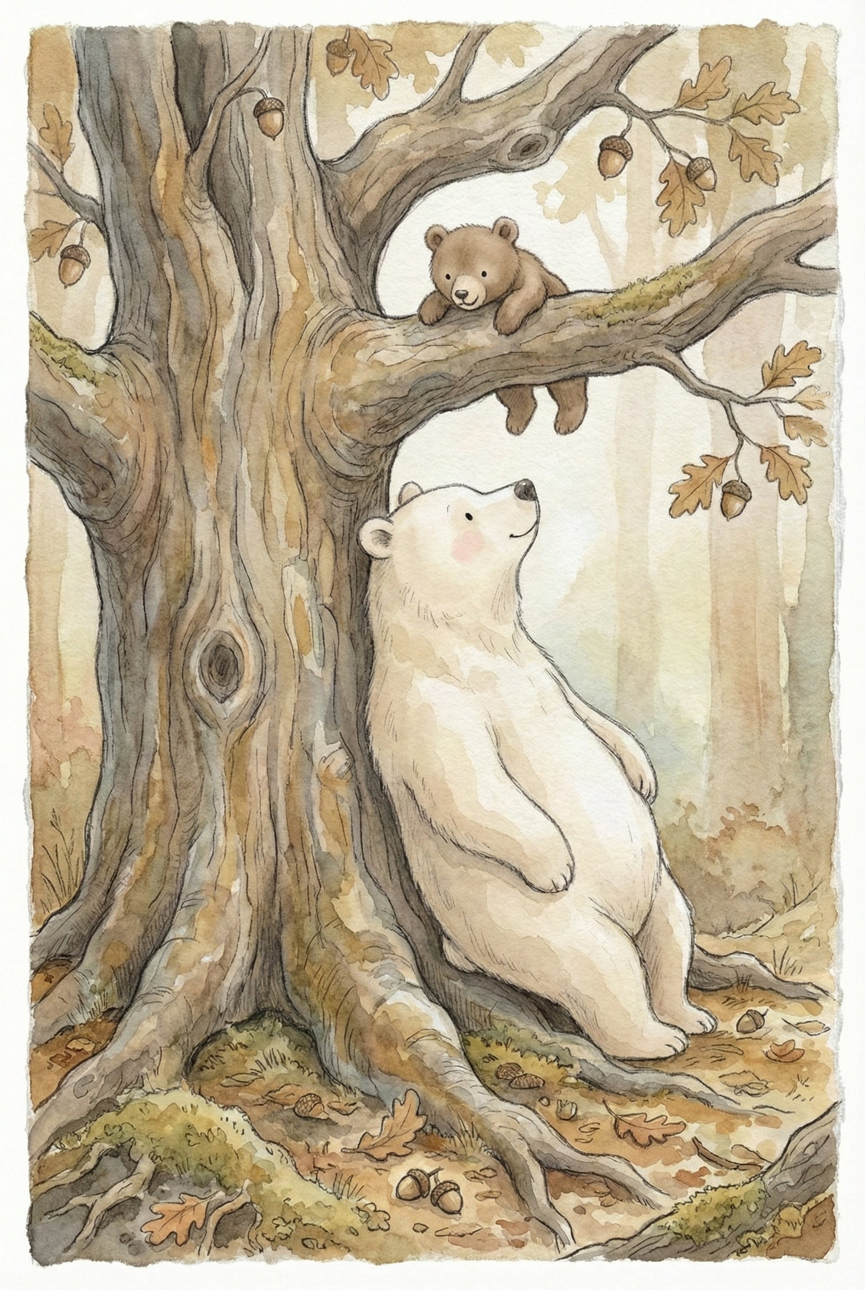 Bear Kids Room Wall Art - Gentle Forest Friends