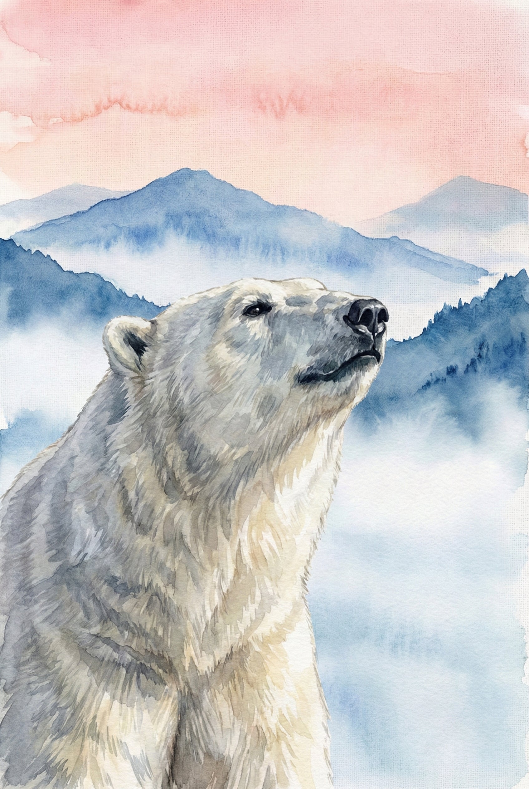 Polar Bear Playroom Wall Art - Arctic Mist Gaze