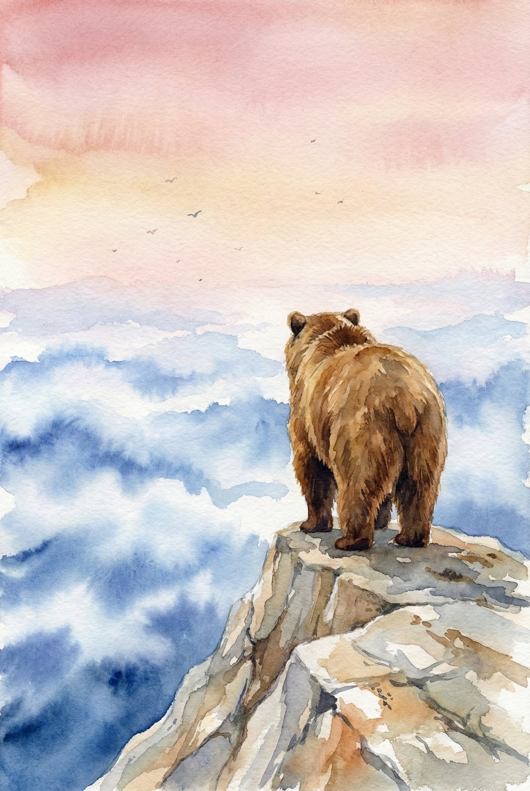 Grizzly Bear Artwork - Bear Above Clouds
