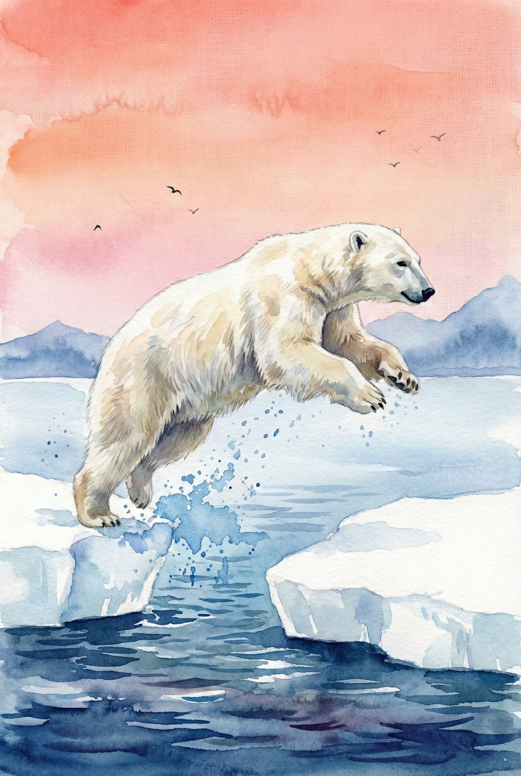 Polar Bear Wall Art - Arctic Leap