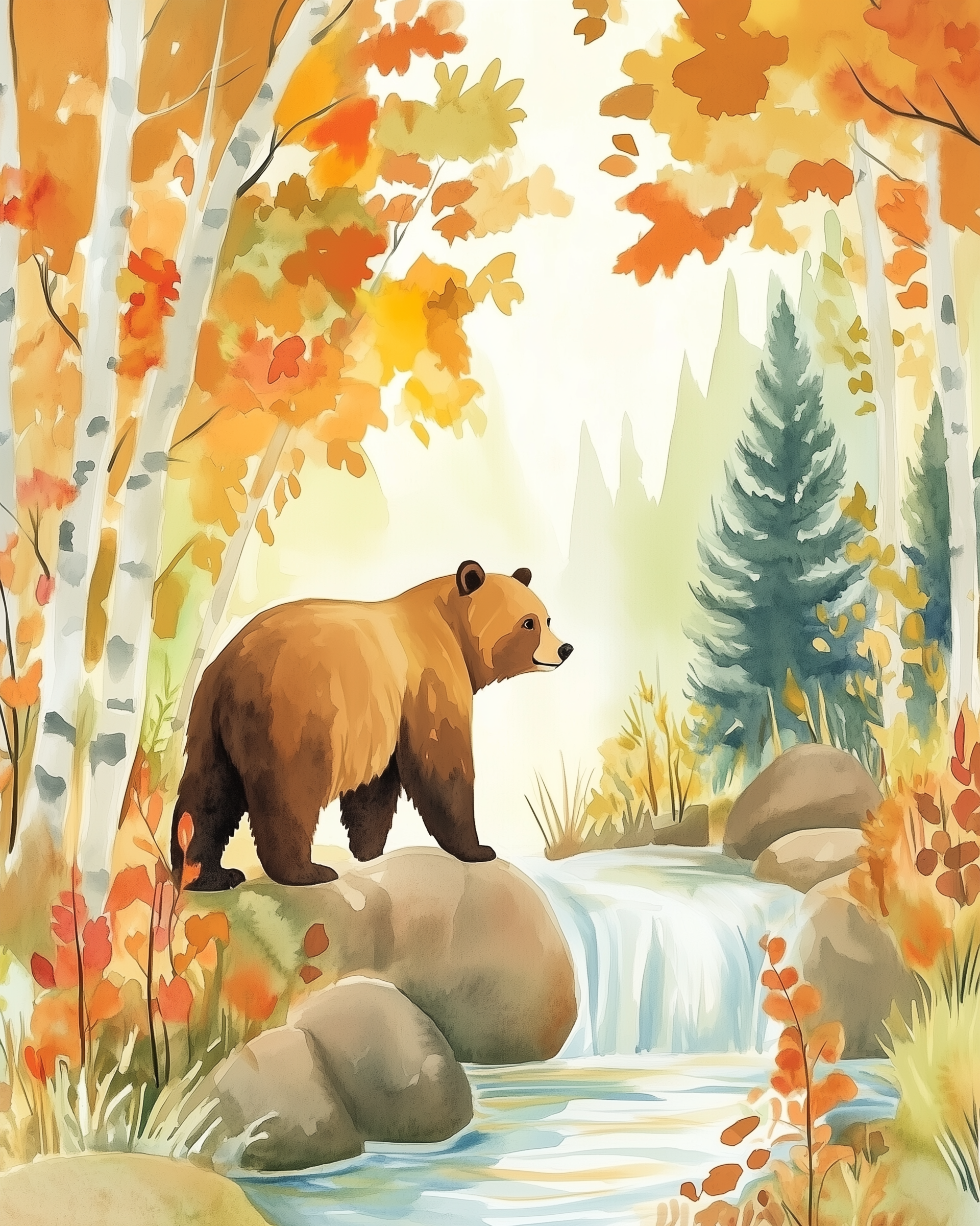 Riverside Roamer - Bear Wall Art for Nursery, Playroom or Kids Bedrooms