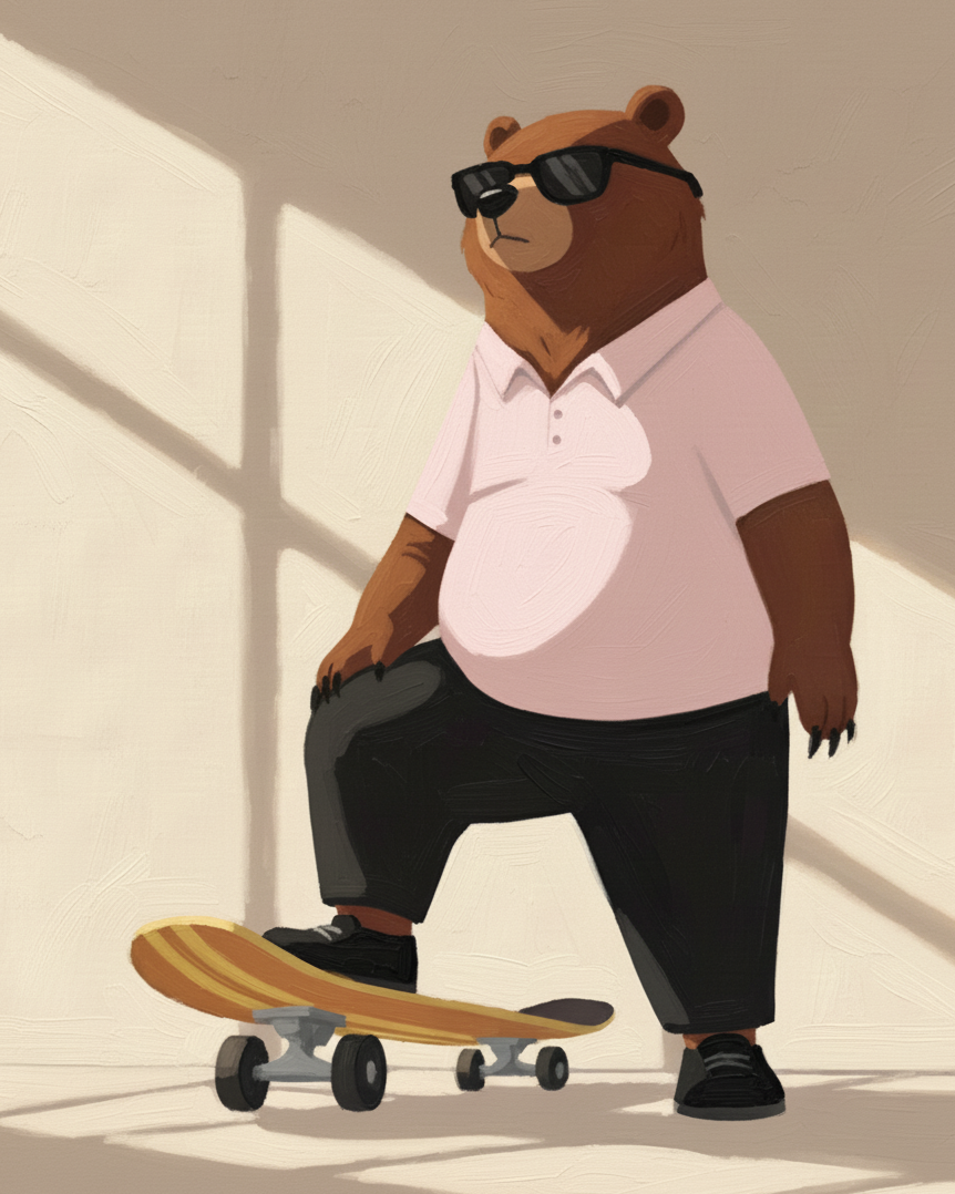 Rad Bear Roll - Bear Wall Art for Nursery, Playroom or Kids Bedrooms