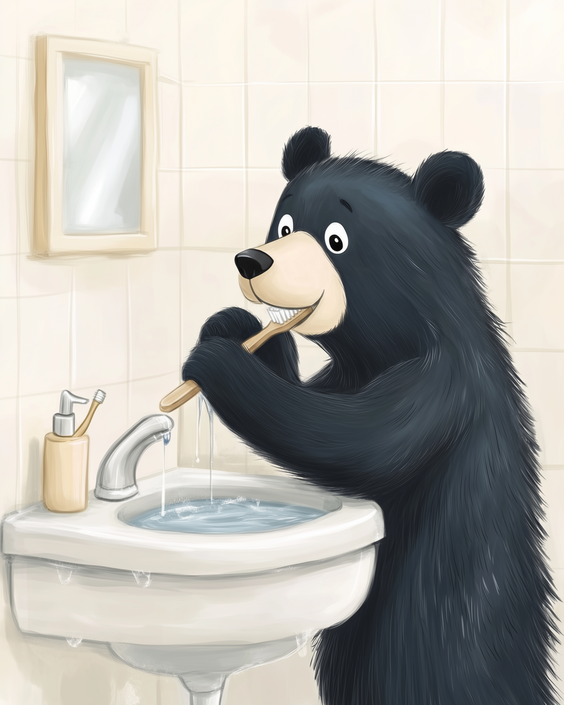 Sparkle Smile - Bear Framed Wall Art for Nursery, Playroom or Kids Bedrooms