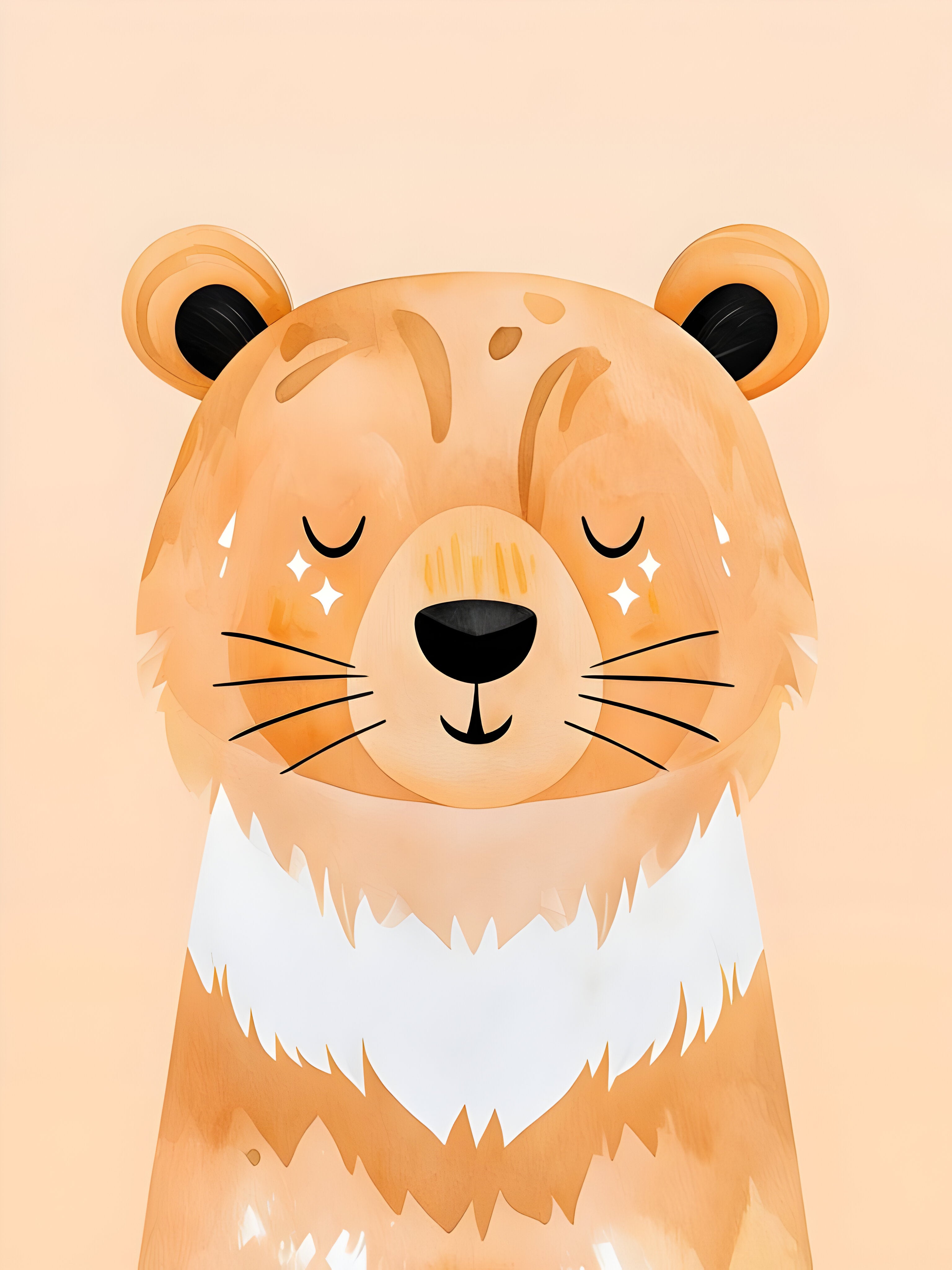 Sleepy Bear Wall Art for Nursery, Playroom or Kids Bedrooms - Warm Neutral Woodland Decor - Dreamy Paws