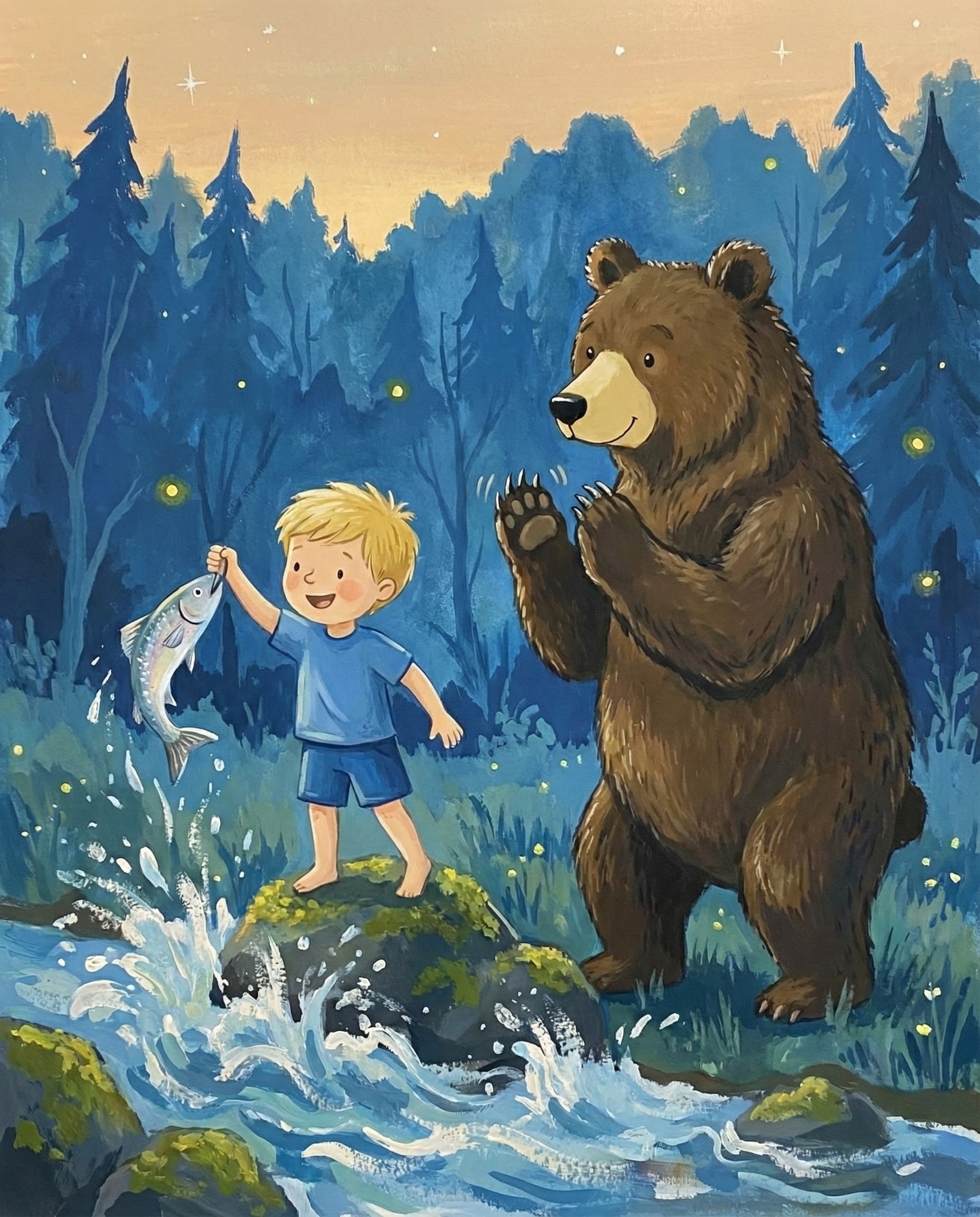 Forest Friend's Tale - Bear Framed Wall Art for Nursery, Playroom or Kids Bedrooms