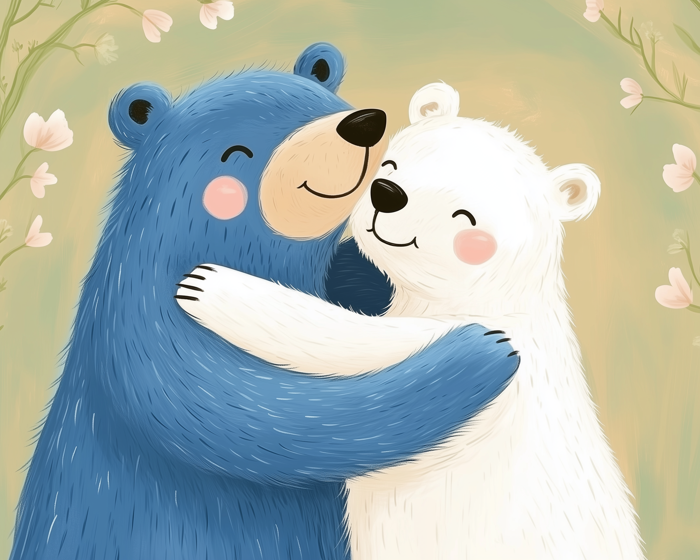 Happy Bear Hug - Bears Wall Art for Nursery, Playroom or Kids Bedrooms