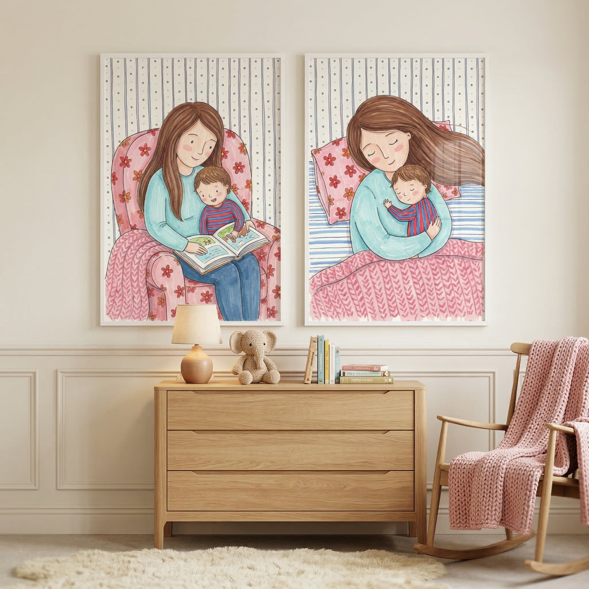 Bedtime Ritual Wall Art Set of 2 - Tender Story Moments