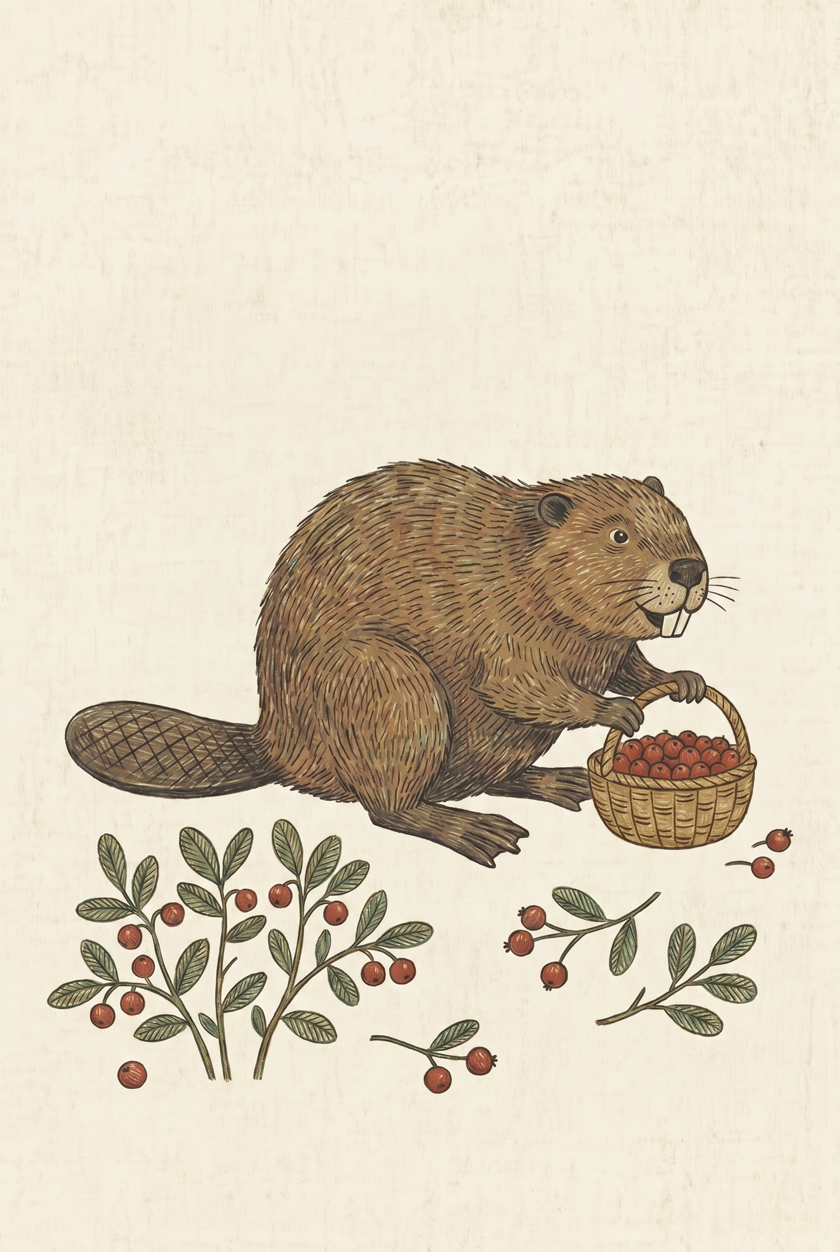 Berry Basket Foraging Beaver Wall Art - Berry Basket Beaver