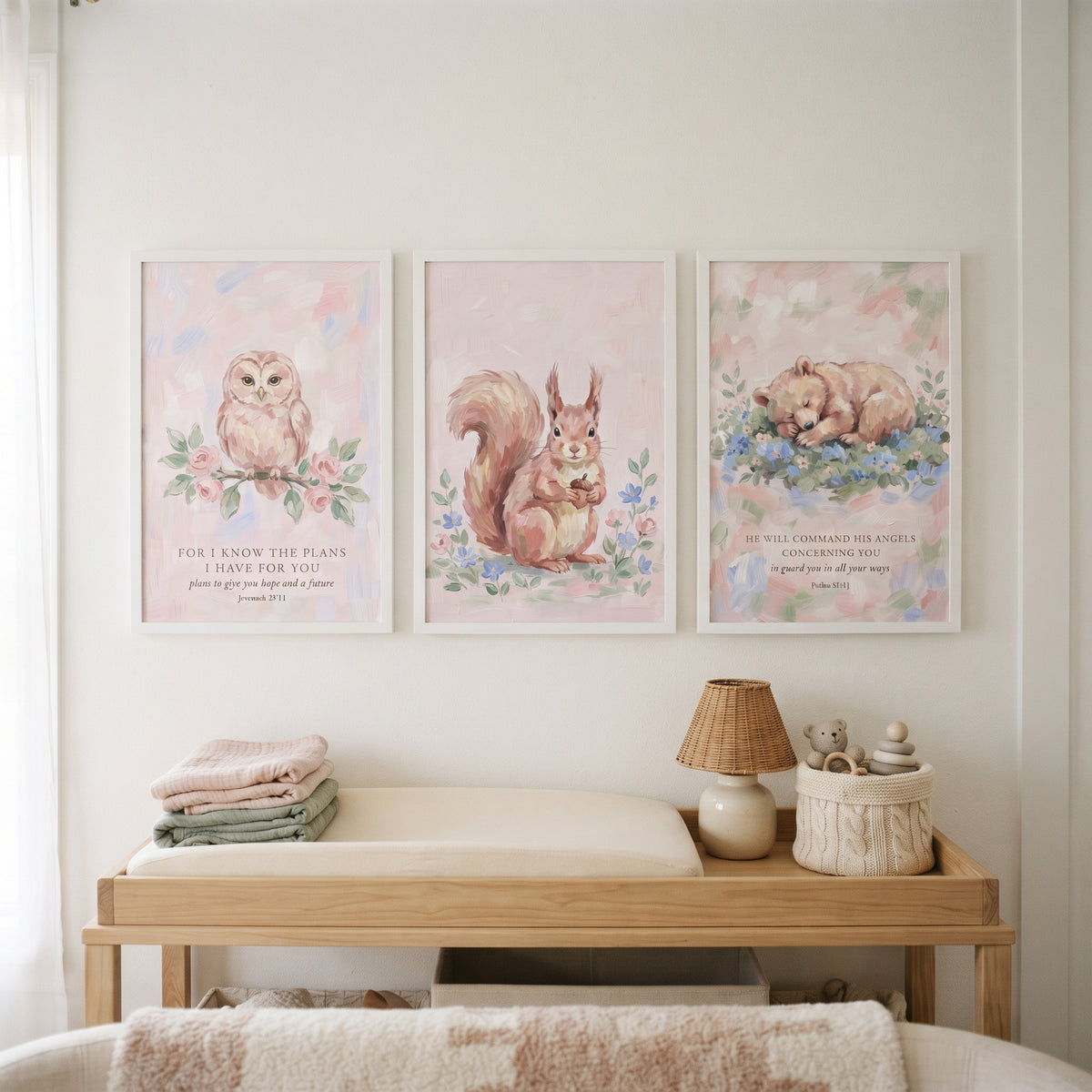 Bible Verse Woodland Animals Print Set of 3 - Sweet Grace Animals