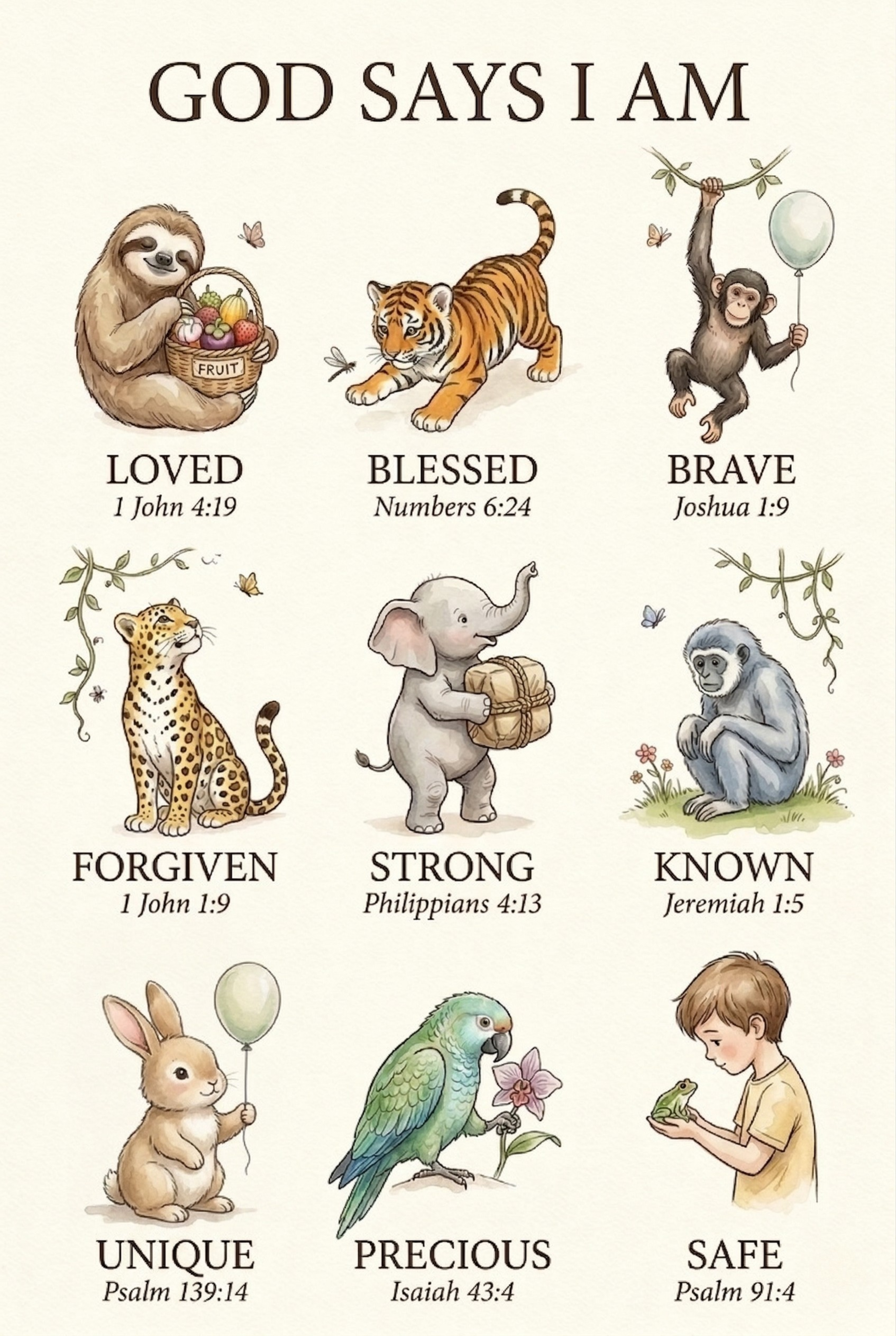 Biblical Affirmation Animal Wall Art - Faithful Animal Scripture