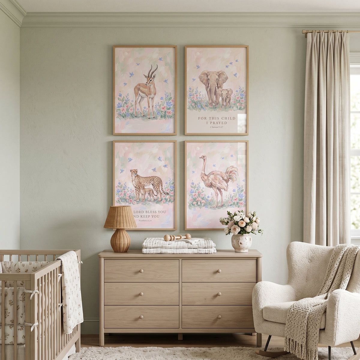 Biblical Garden Safari Animals Wall Art Set Of 4 - Sweet Savannah Grace