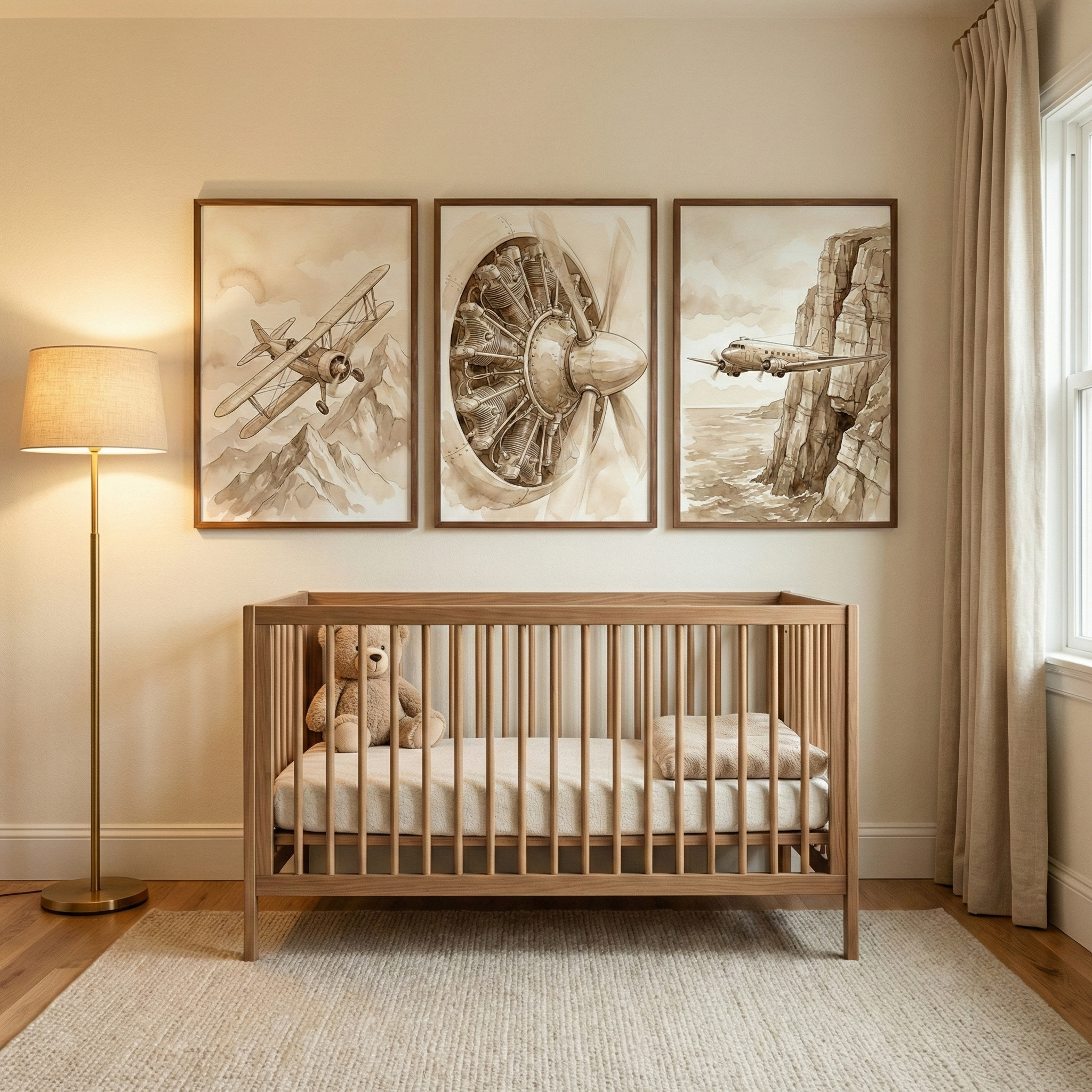 Airplane Kids Room Wall Art Set of 3 - Vintage Sky Explorers