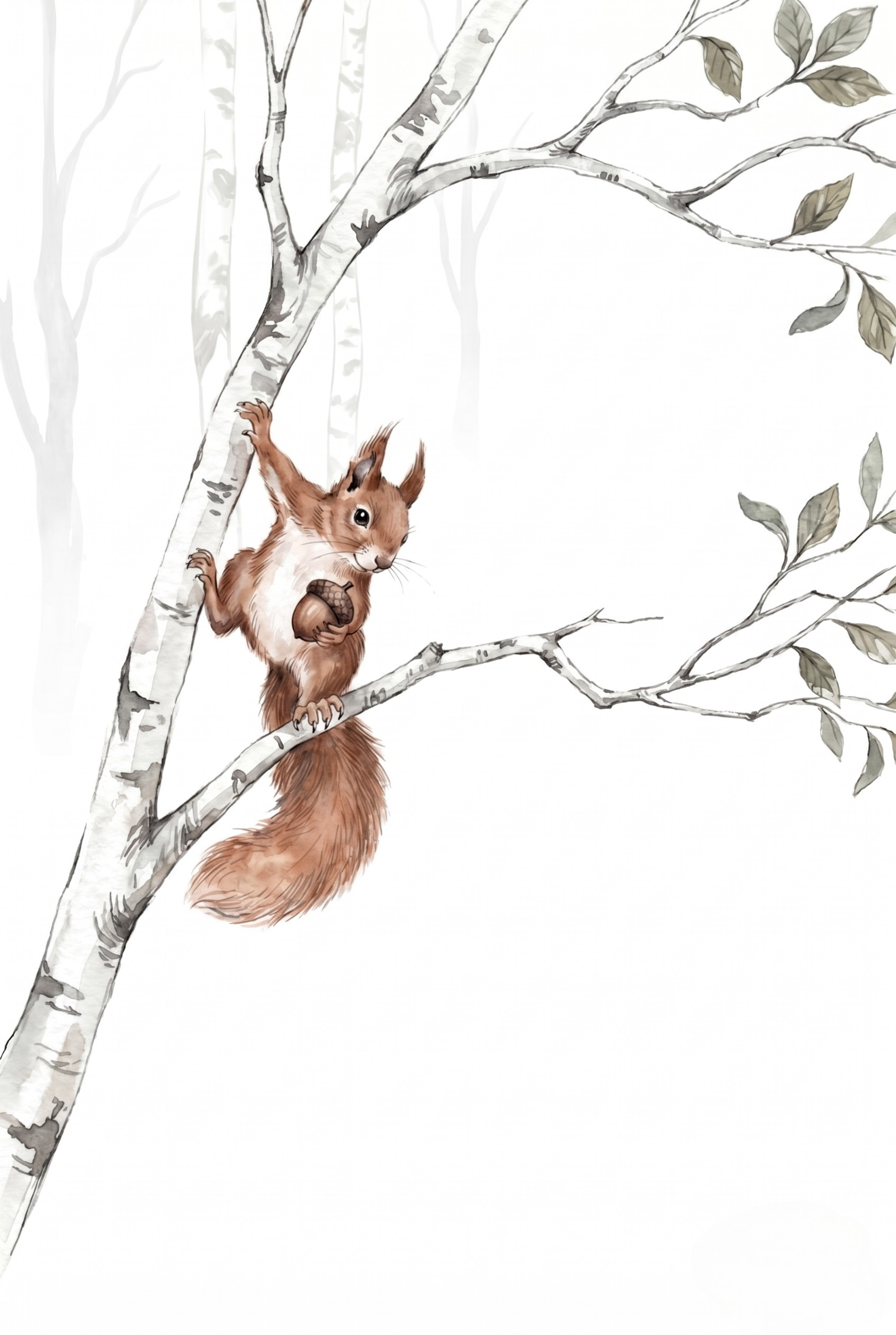 Birch Tree Squirrel Wall Art - Birch Tree Squirrel