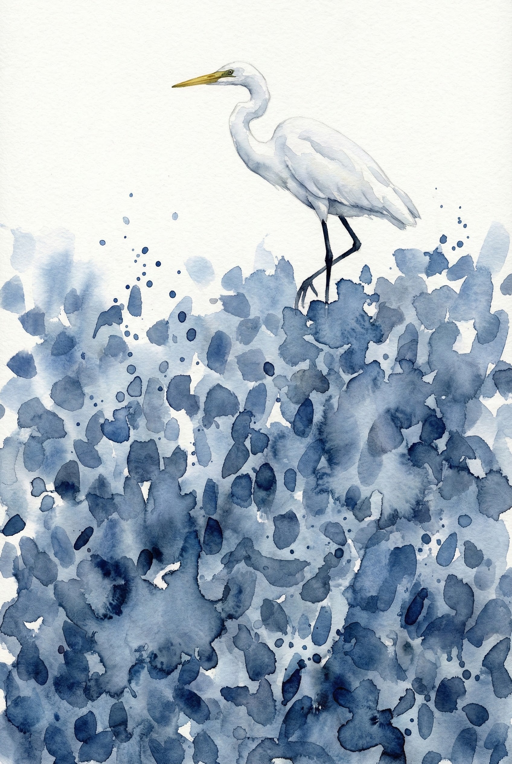 Blue Blossom Bird - Egret Framed Wall Art for Nursery, Playroom or Kids Bedrooms
