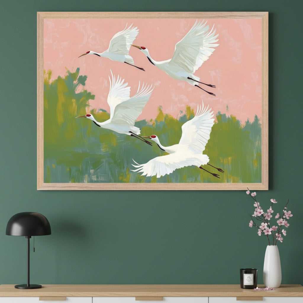 Blush Sky Flight - Bird Wall Art for Living Room, Bedroom or Office
