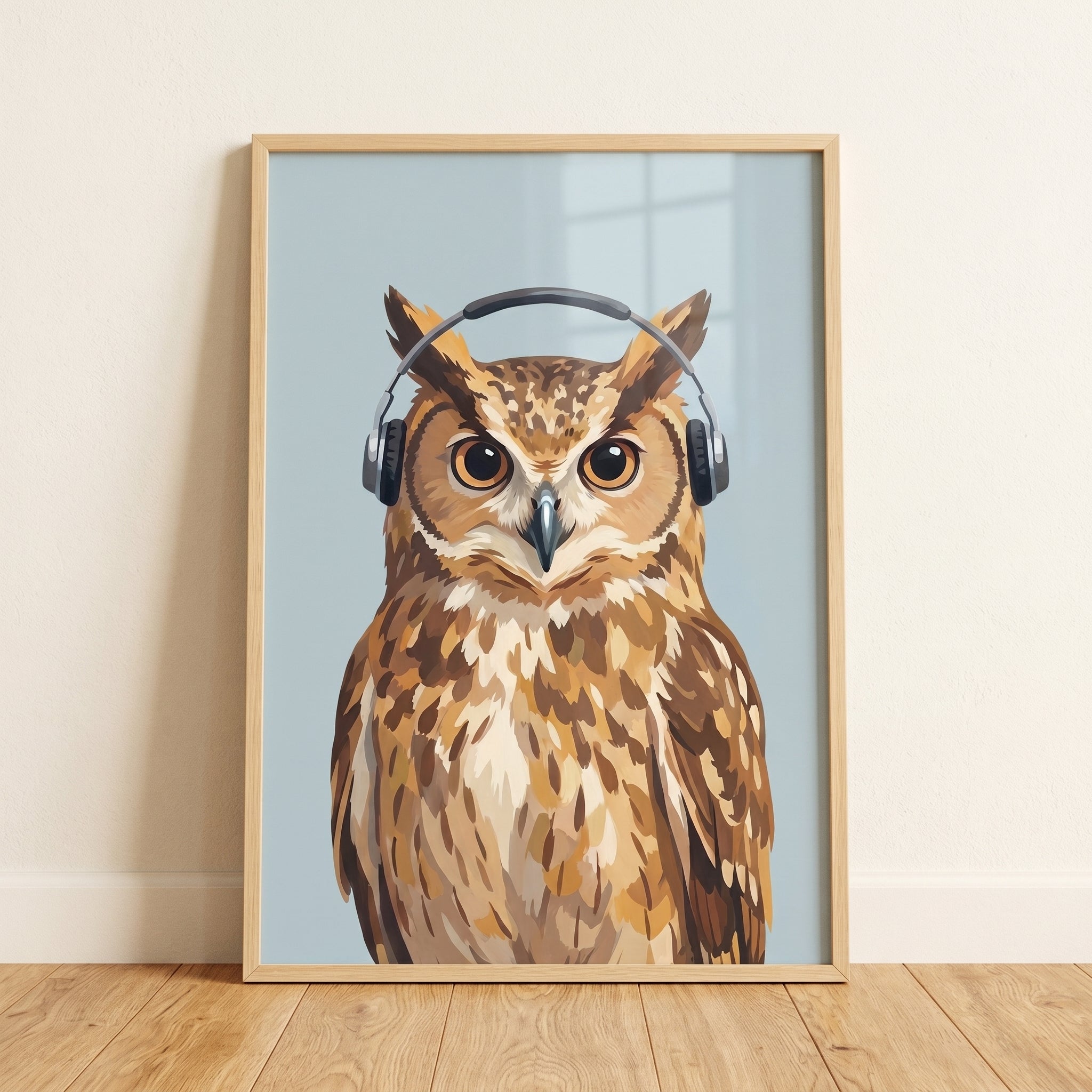 Black Headphone Listening Owl Wall Art - Wise Beats