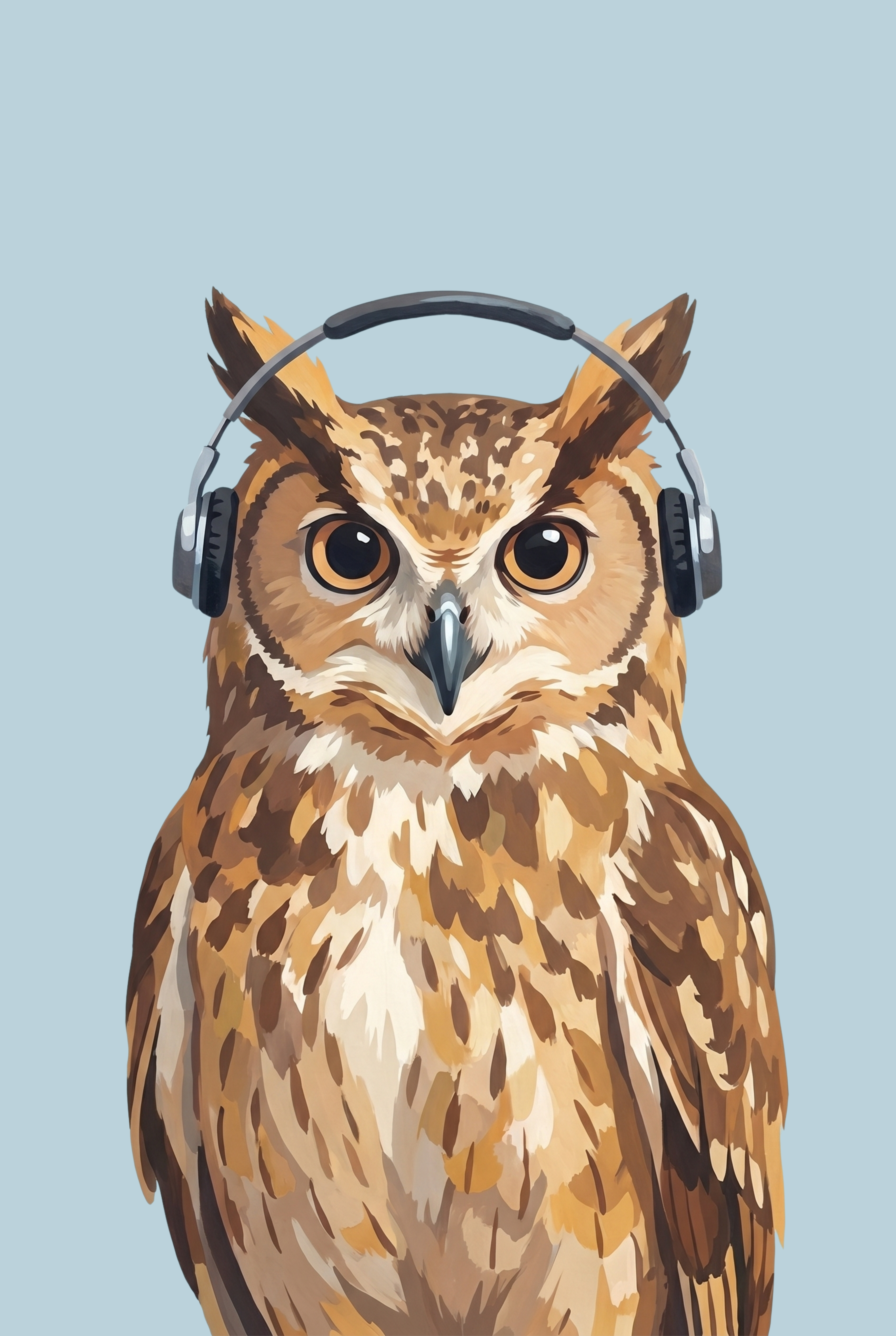 Black Headphone Listening Owl Wall Art - Wise Beats