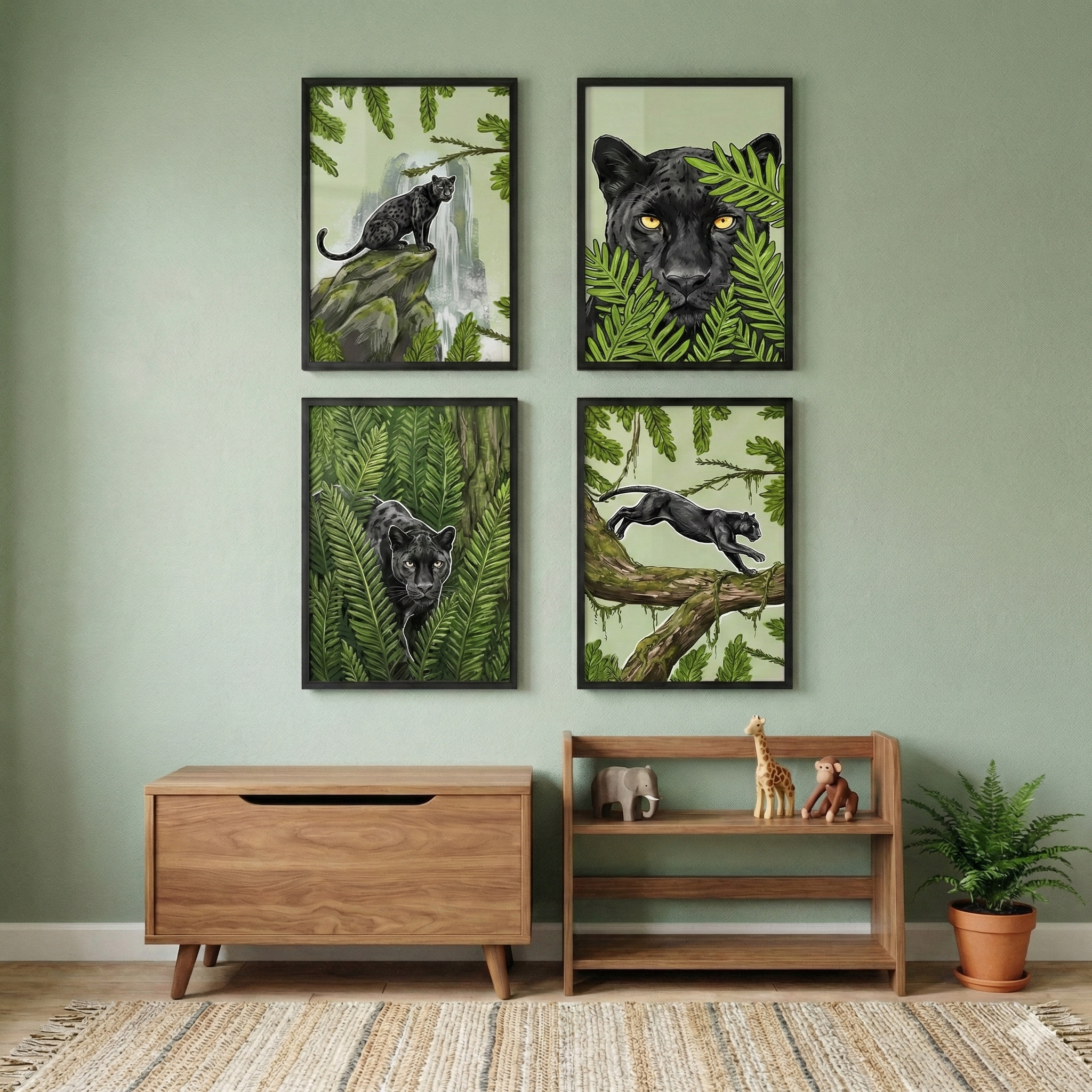 Black Panther Art Set of 4 - Jungle Shadow Prowl