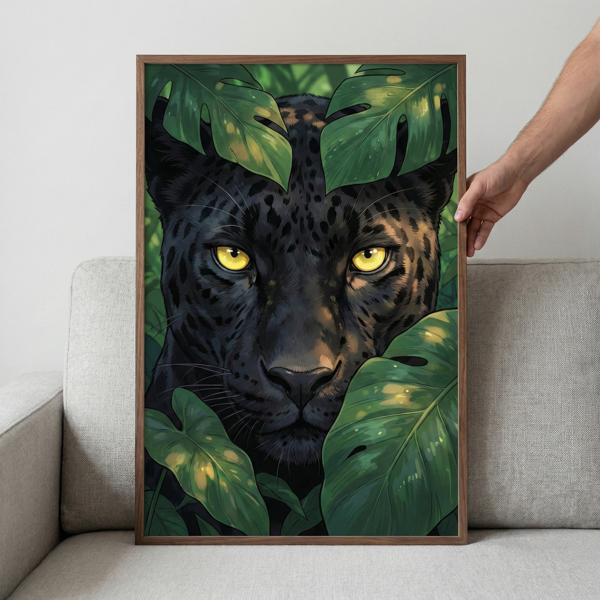 Black Panther Wall Art For Kids Room - Midnight Jungle Gaze