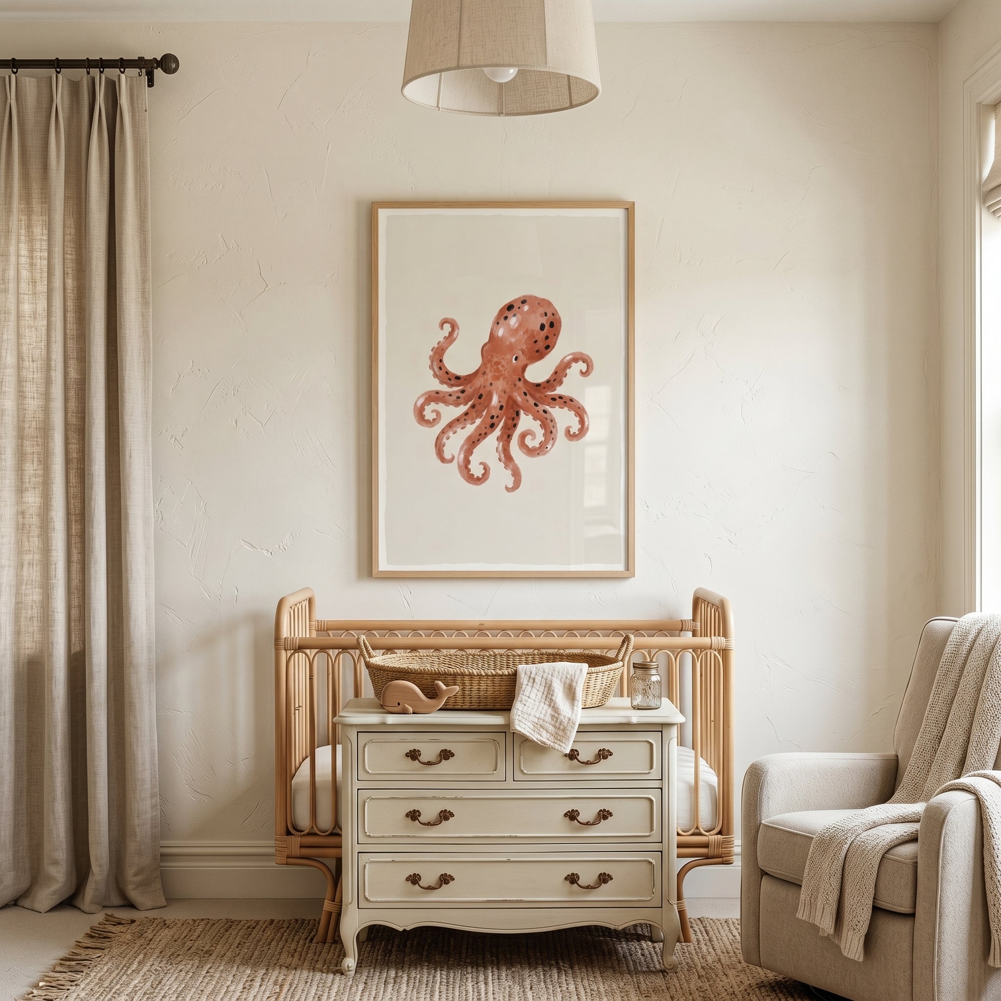 Black Spotted Rust Octopus Artwork - Spotted Deep Dweller