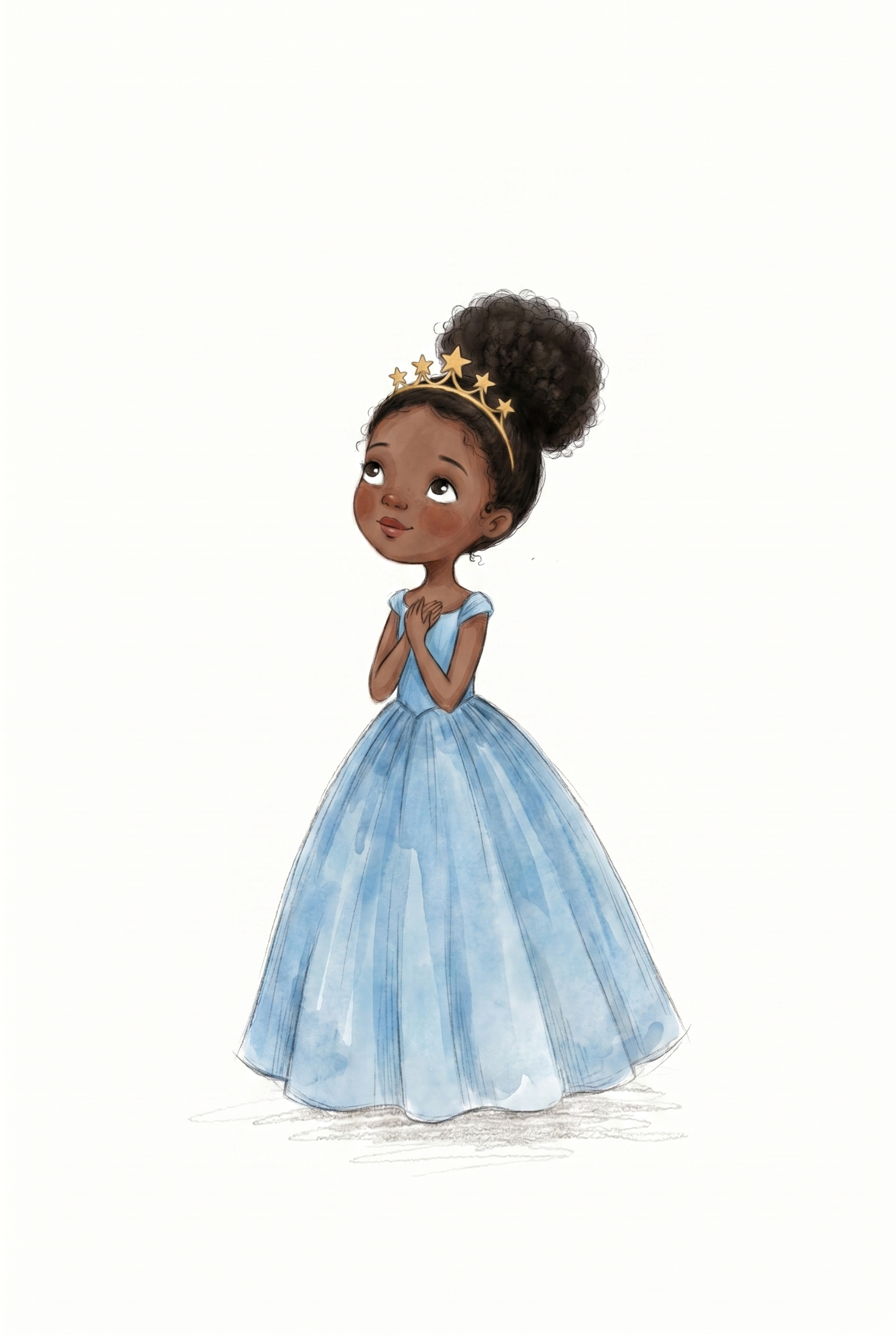 Blue Ball Gown Girl Wall Art - Little Starry Princess