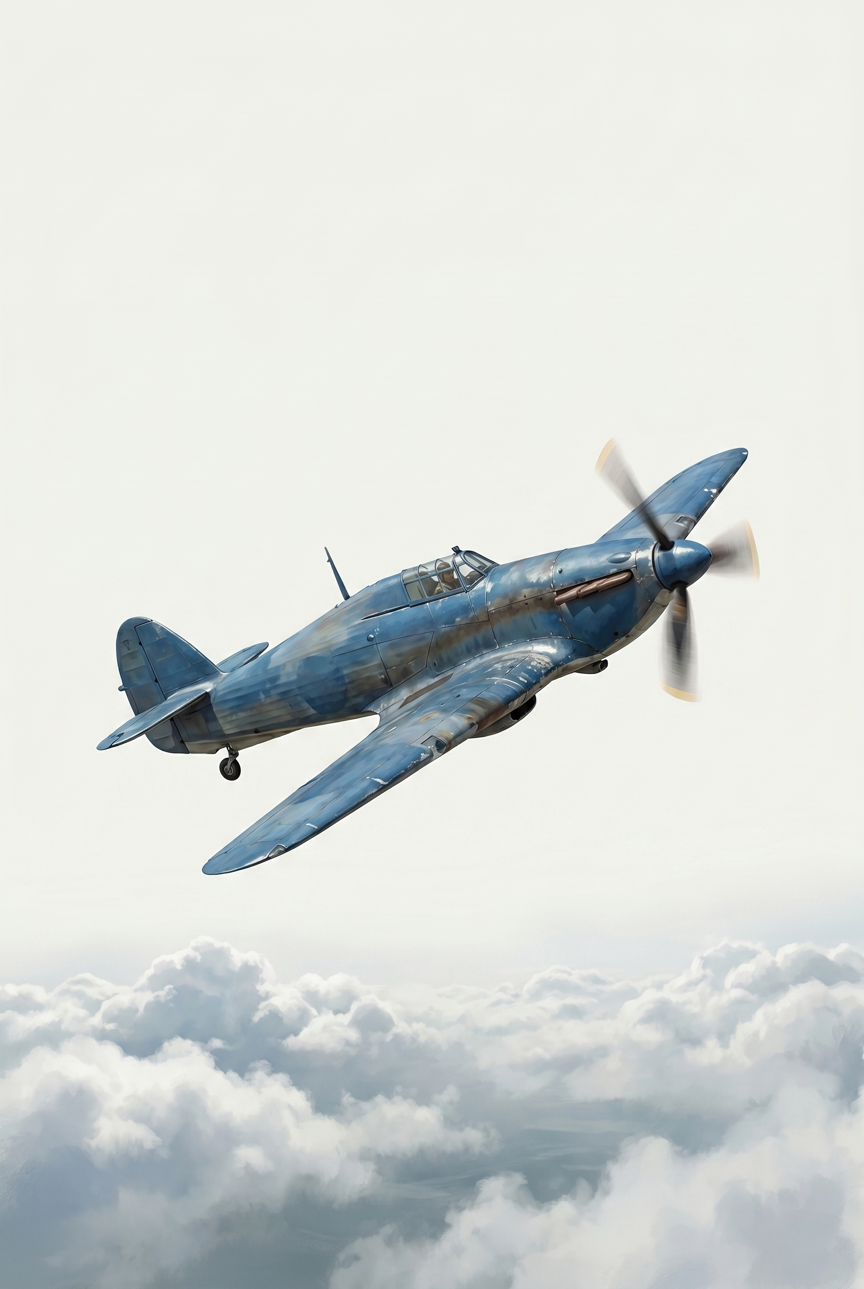 Blue Fighter Airplane Wall Art - Blue Sky Guardian