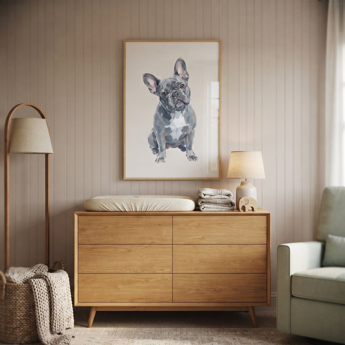 Blue French Bulldog Wall Art - Blue Frenchie Portrait