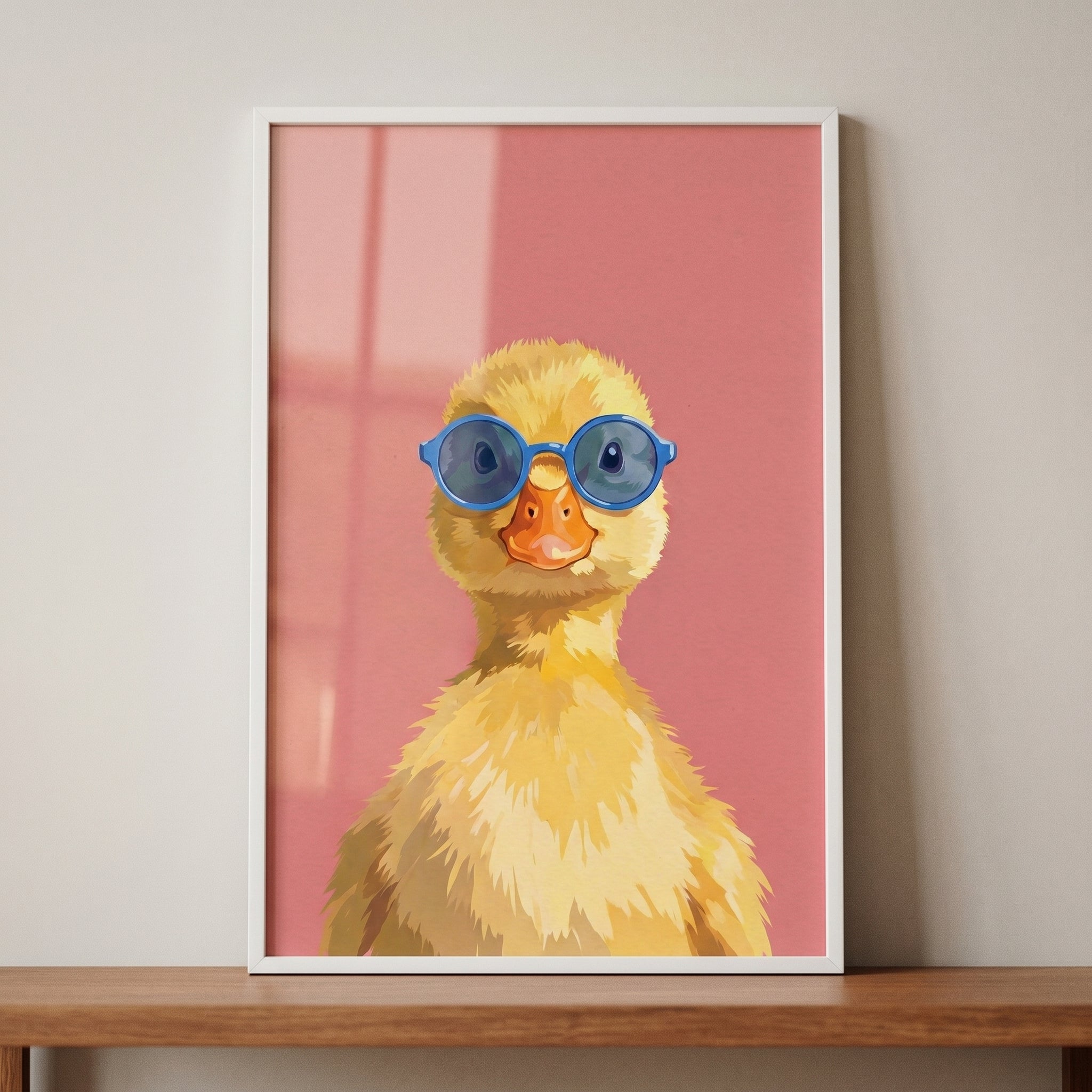Blue Glasses Yellow Duckling Wall Art - Cool Yellow Duckling