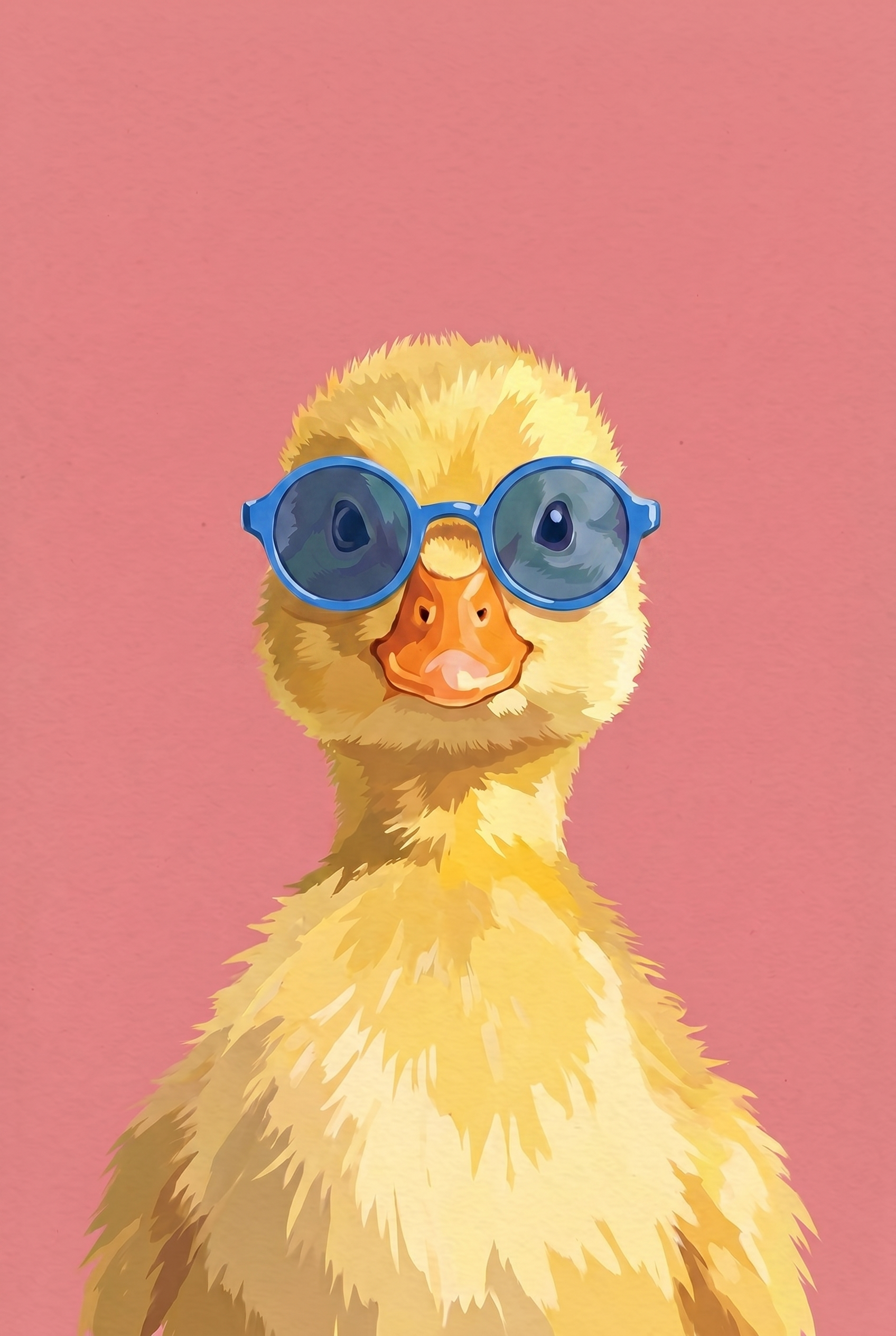 Blue Glasses Yellow Duckling Wall Art - Cool Yellow Duckling